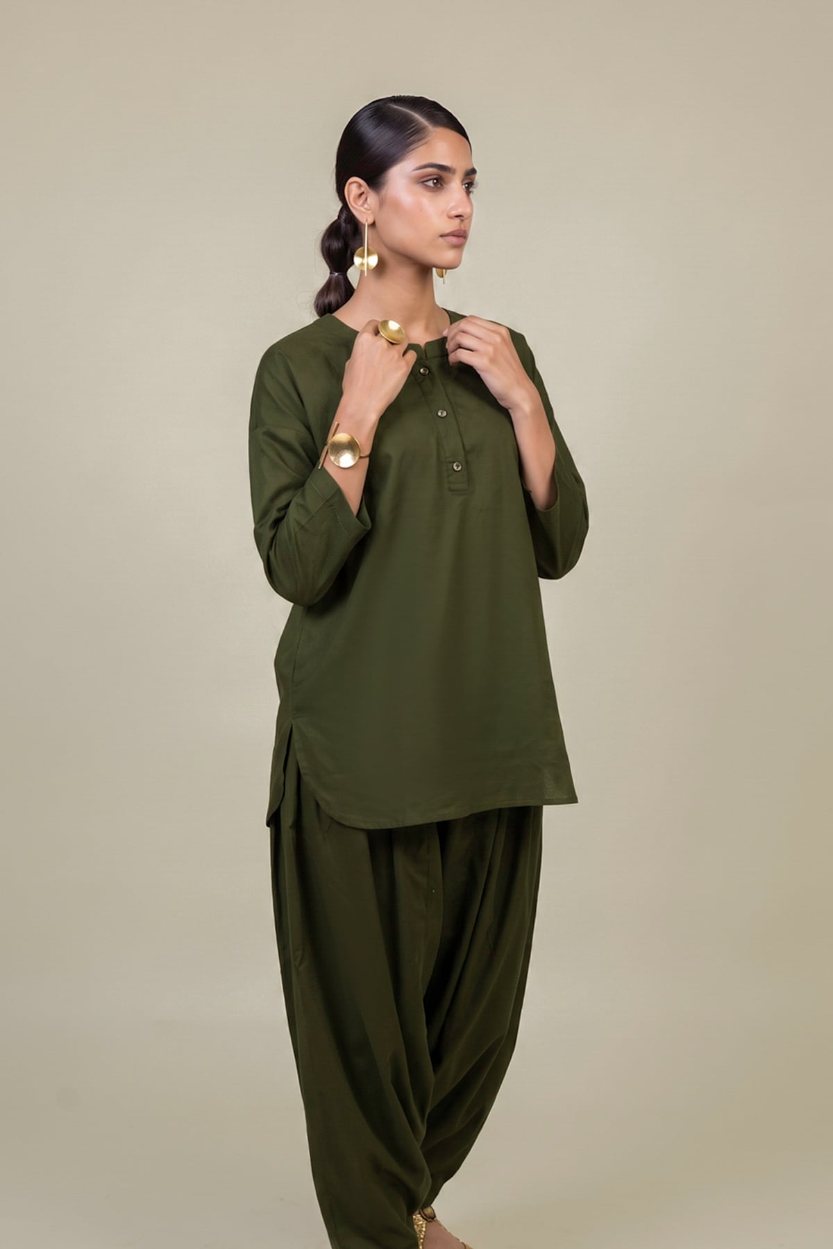 Dyed Cotton Dobby 2-Piece Tailored Set - 2-26-308-A-G1-VG