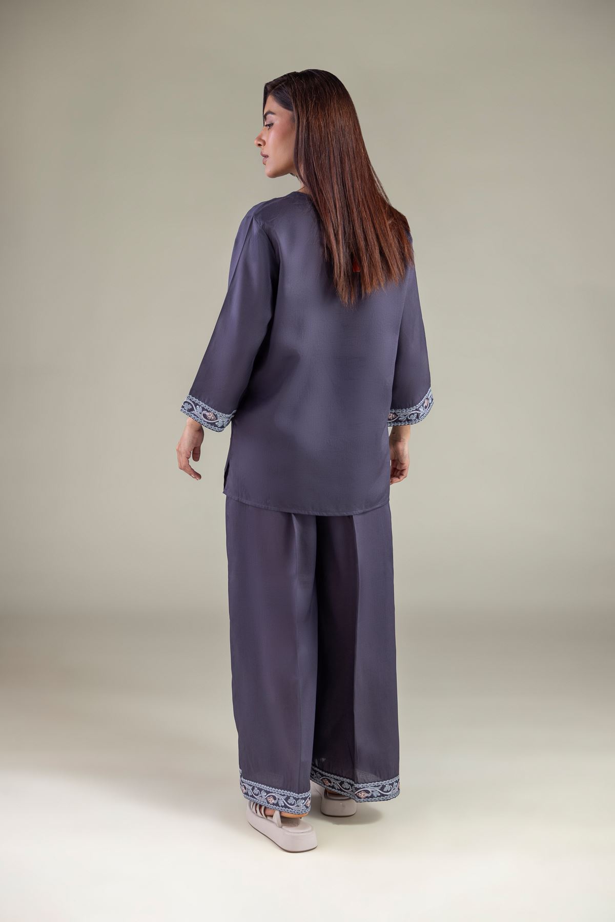 Embroidered Textured Weave Tunic - 6-26-102-A-A-VG