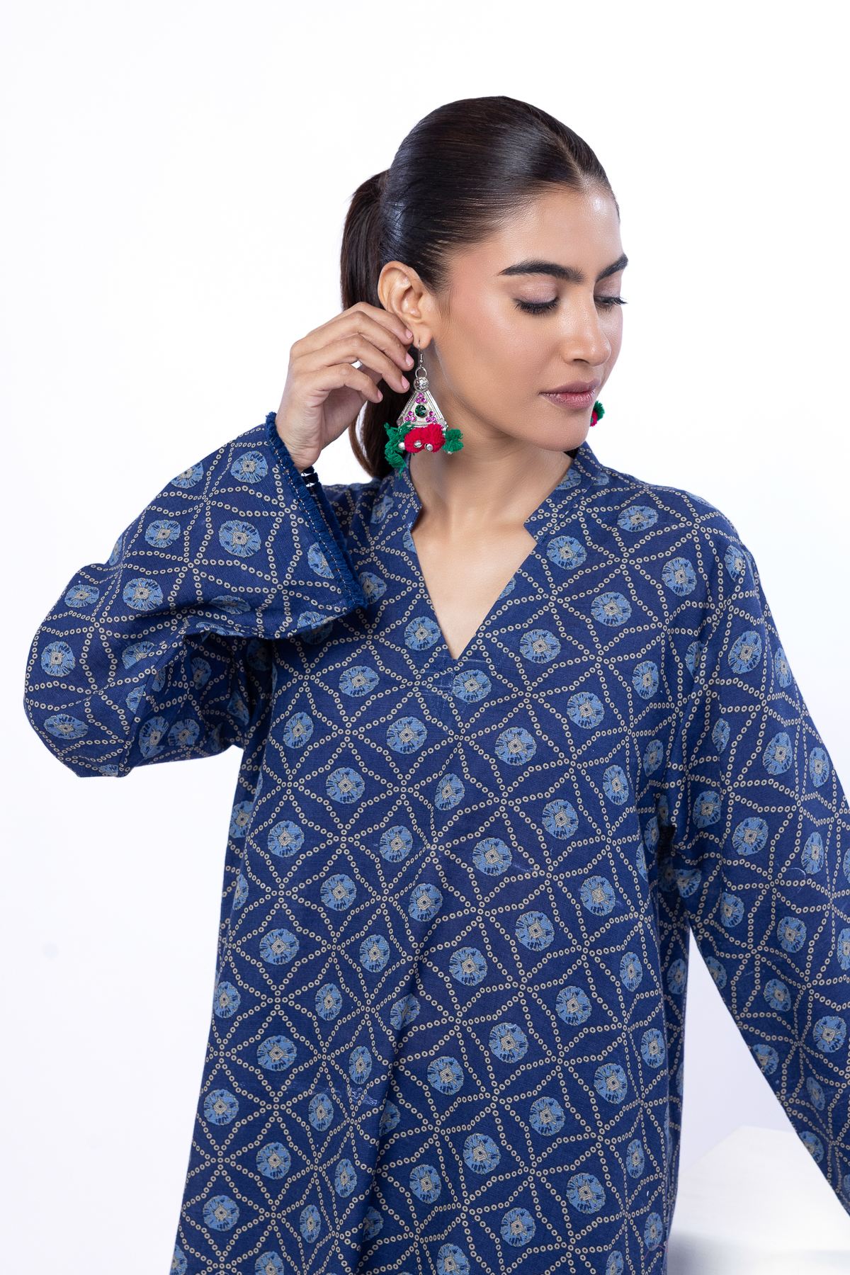 Printed Khaddar Fabrics 2 Piece | Top and Bottom - 1001902148