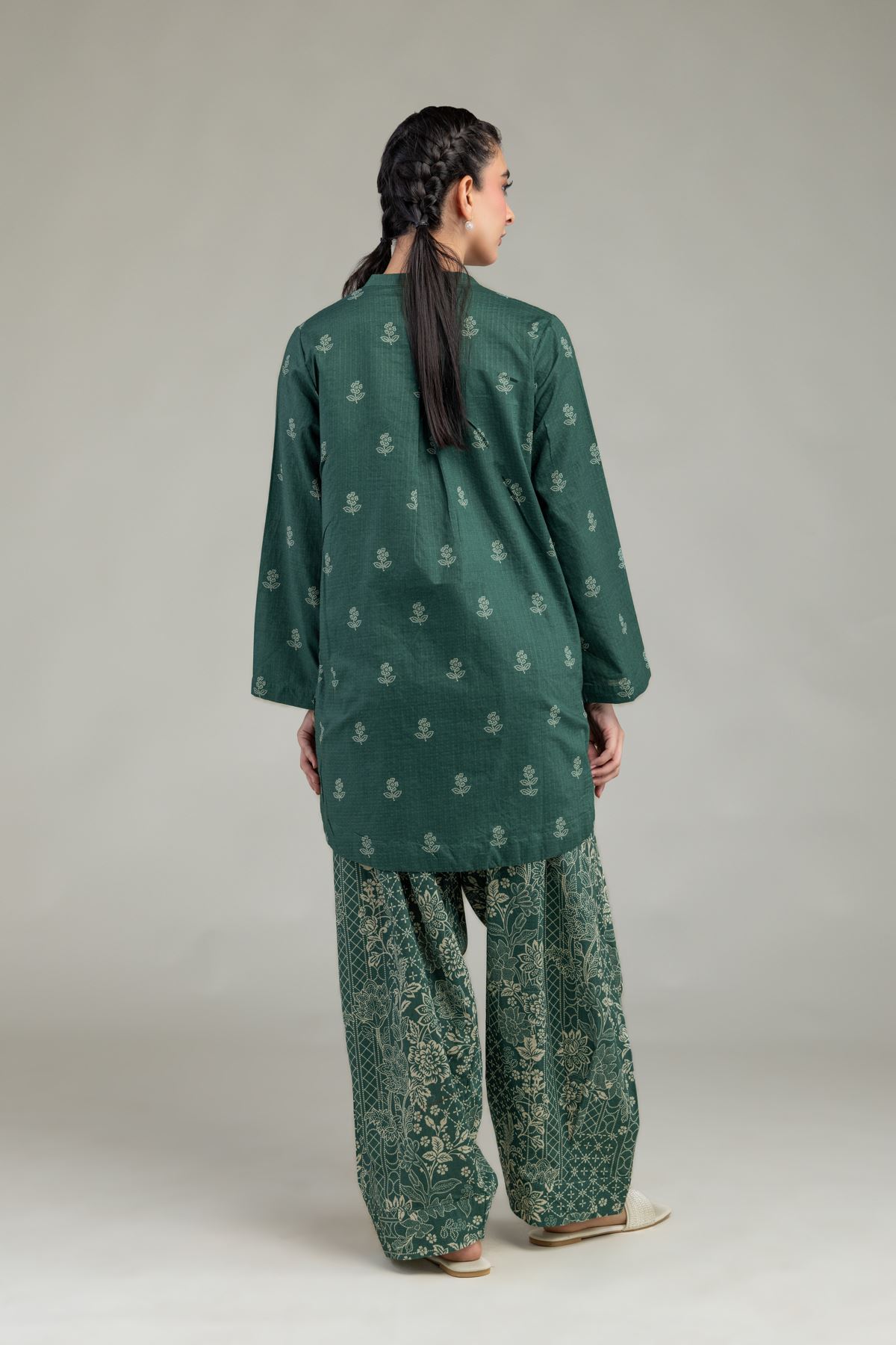 Printed Cotton Dobby Green Cotton Kurta - 1-26-240-A-J1-VG