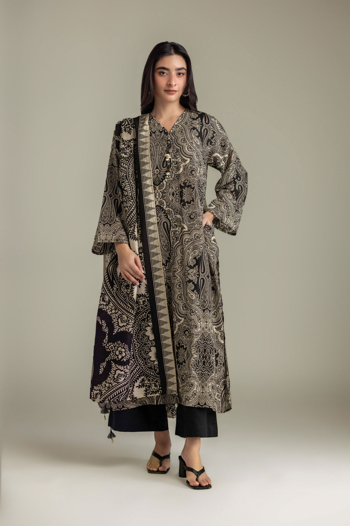 Printed Light Khaddar 3 Piece Tailored - 2-26-308-A-G1-VG