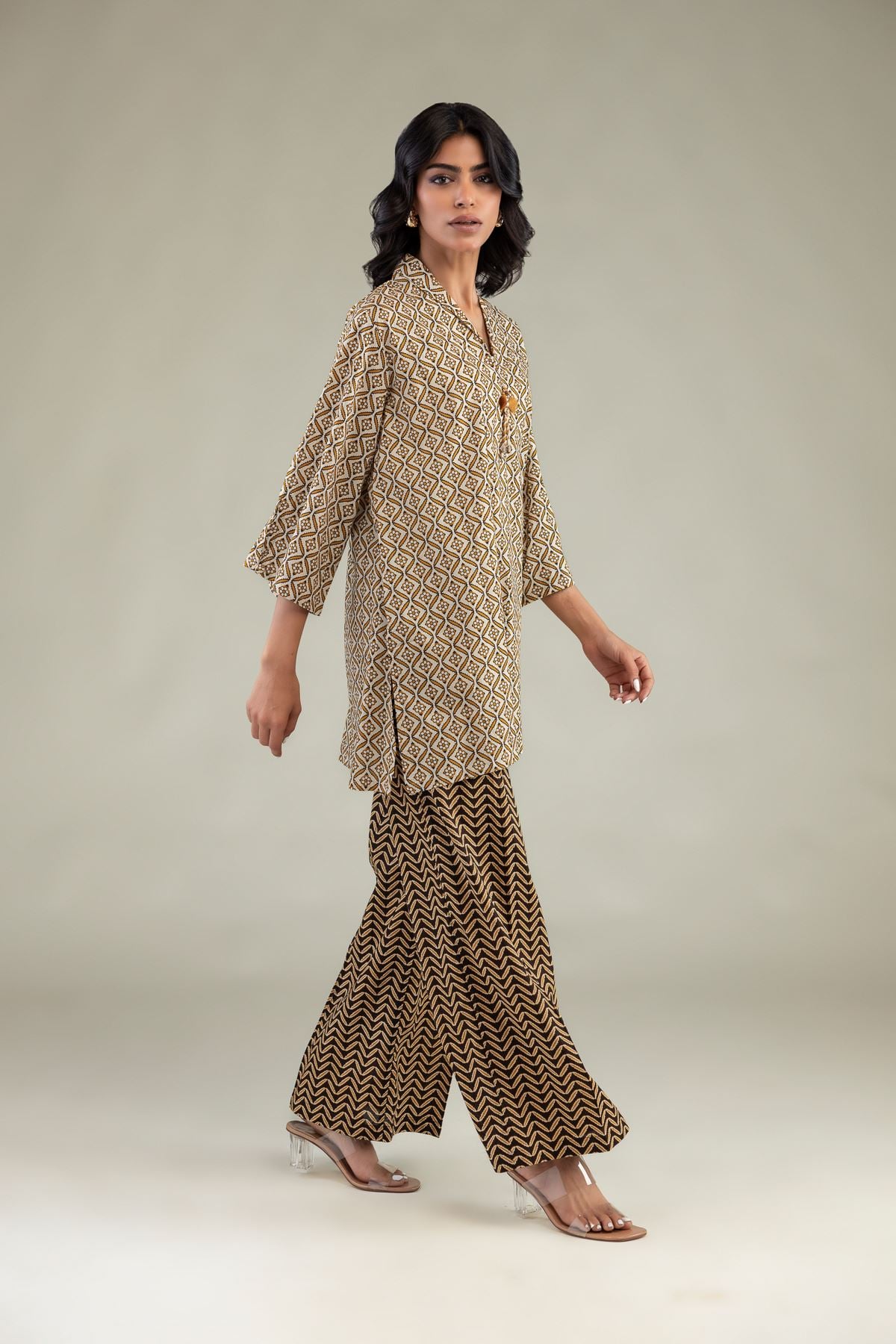 Printed Cambric Brown Cambric Pants - 1-26-102-A-F-VG