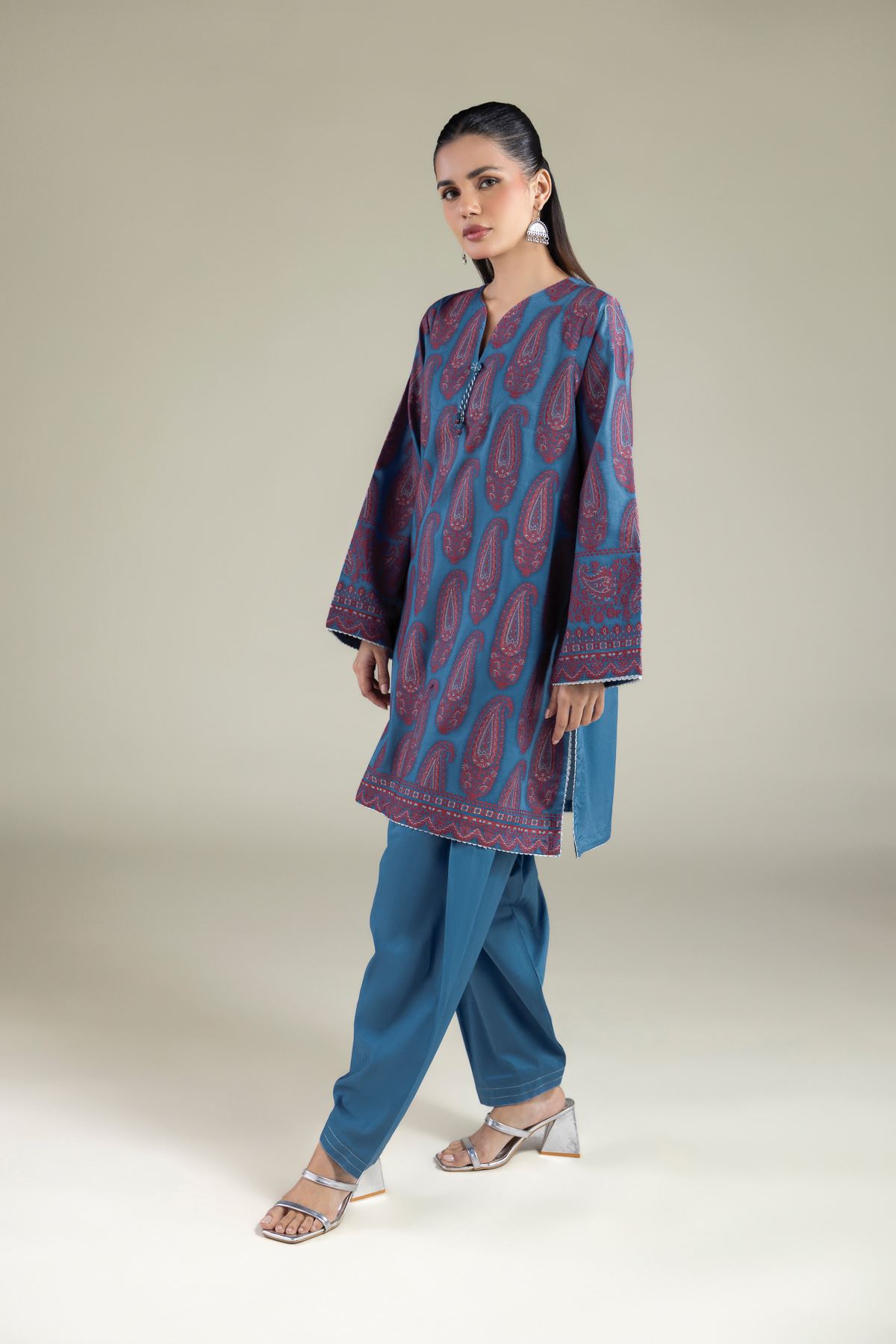 Dyed Jacquard Paisley Tailored Set - 26-02-1E13-02TA-VG