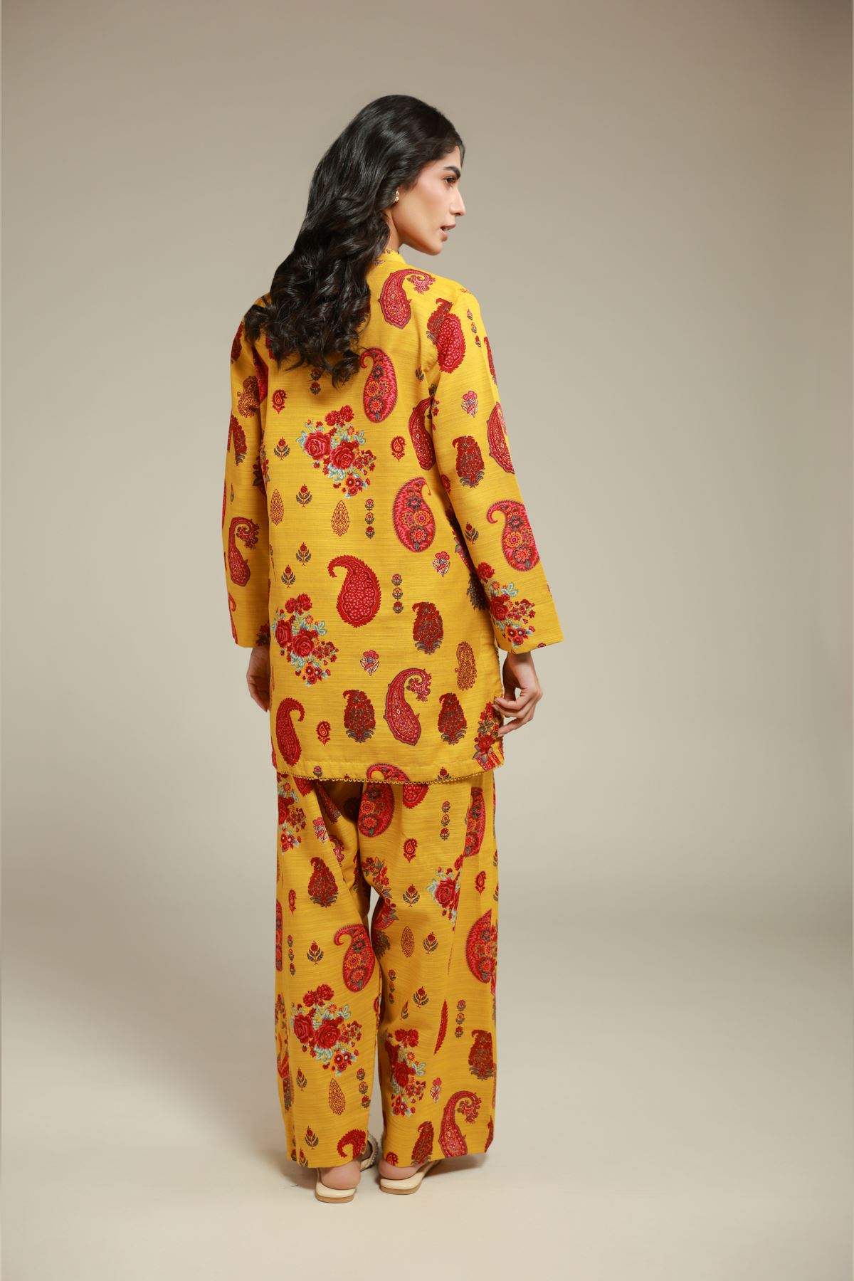 Printed Textured Cotton Paisley Floral Kurta - 1-26-101-A-C-VG