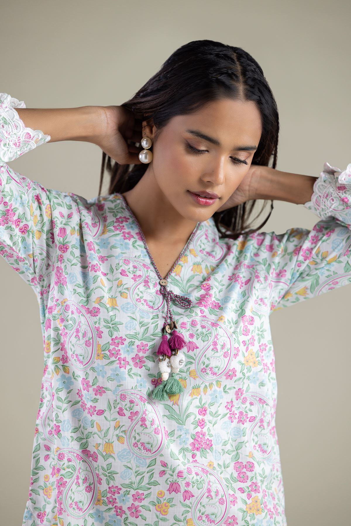 Embroidered Textured Cotton Kurta - 1-26-119-A-A-VG