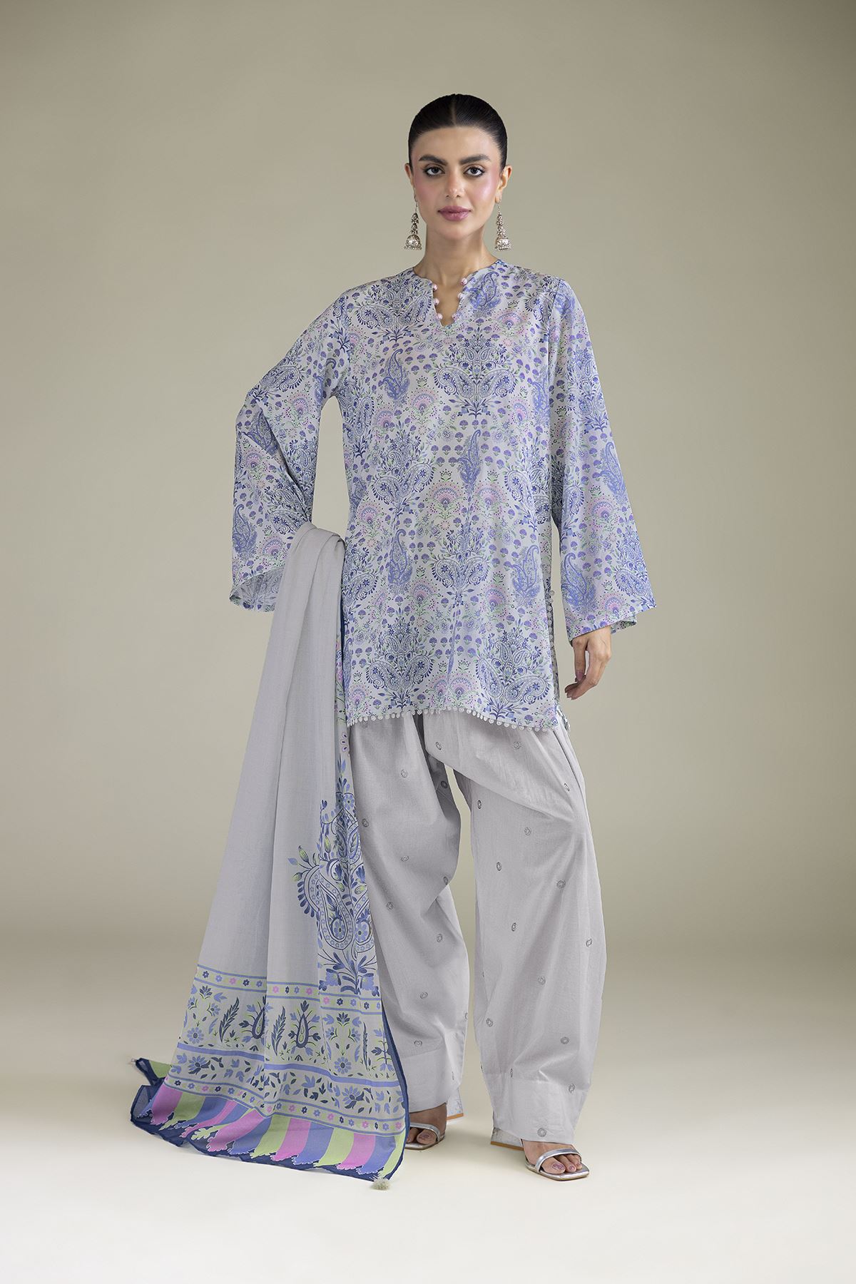 Embroidered Cambric Cambric Tailored 3-Piece - 1-26-102-A-F-VG
