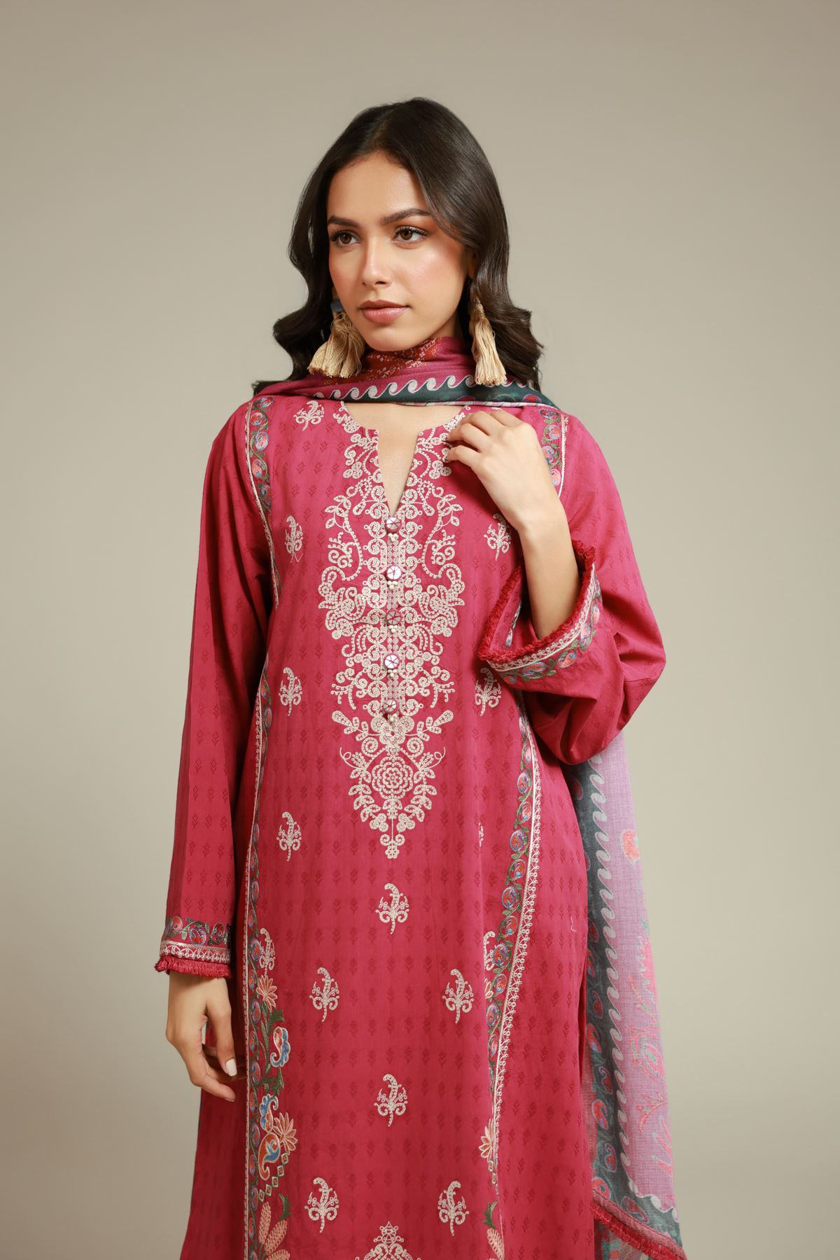 Embroidered Dobby Tailored 3-Piece Suit - 5-26-103-F-A-VG