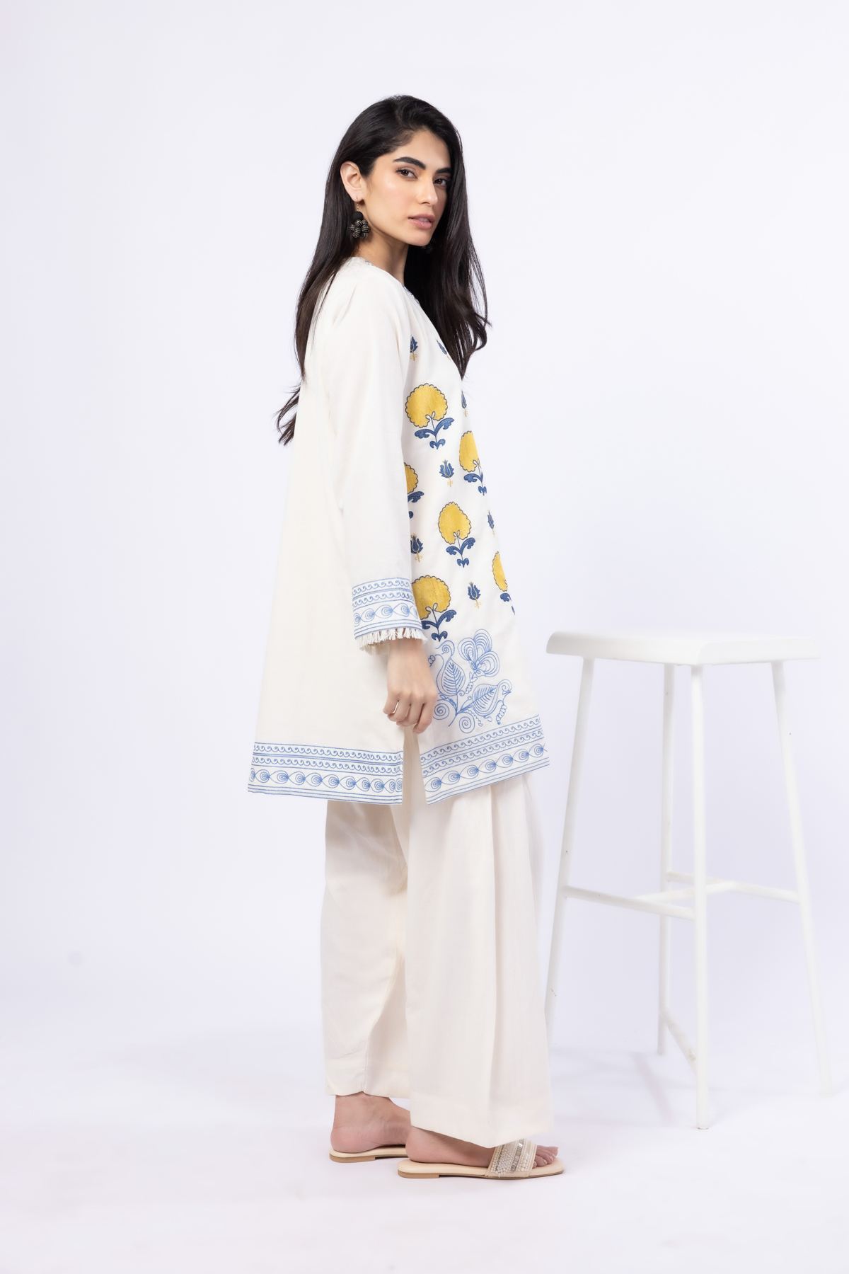 Dyed Handwoven Cotton Pants - 25-09-9S1-04TA-VG