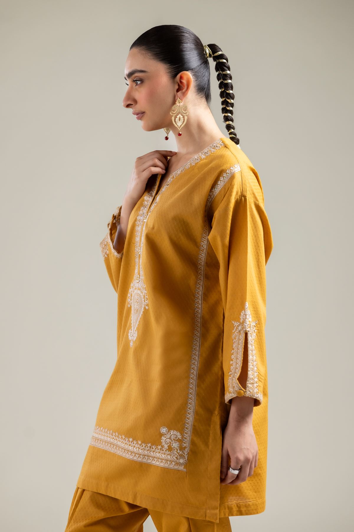 Embroidered Cotton Dobby Embroidered Cotton Kurta - T-A22-26-122FI1-VG