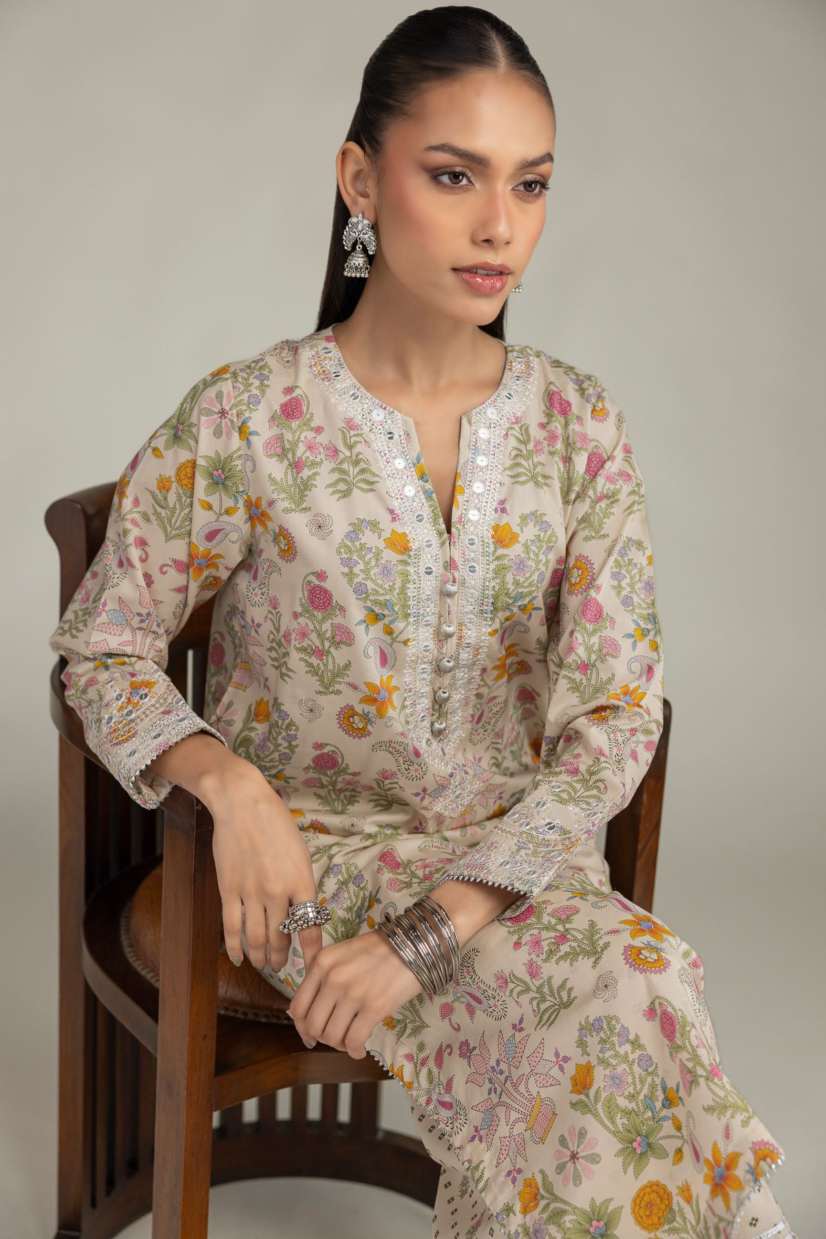 Embroidered Cotton Viscose Cotton Viscose Kurta - 2-26-201-A-C-VG