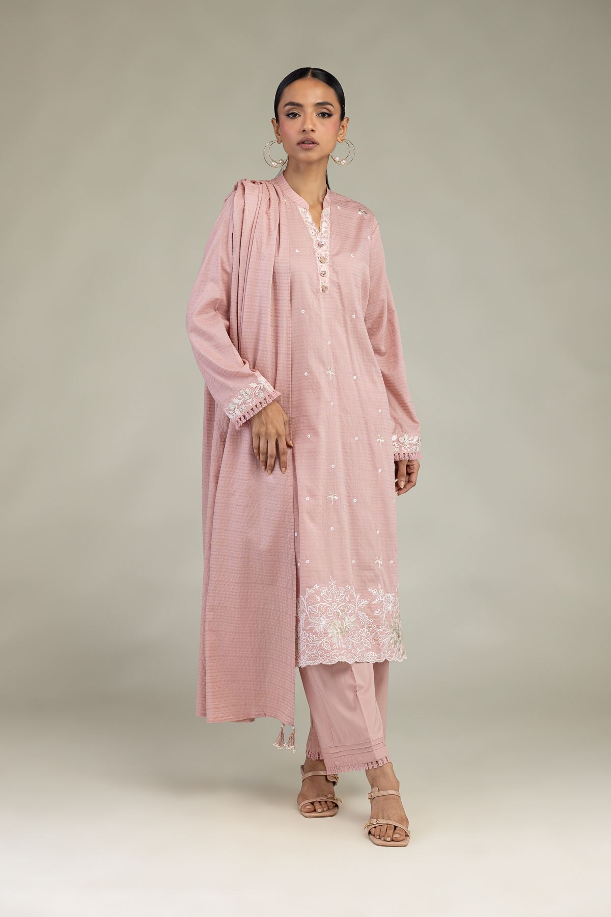 Embroidered Messuri Dobby Messuri Tailored 3-Piece - T-CHD09B-R-VG