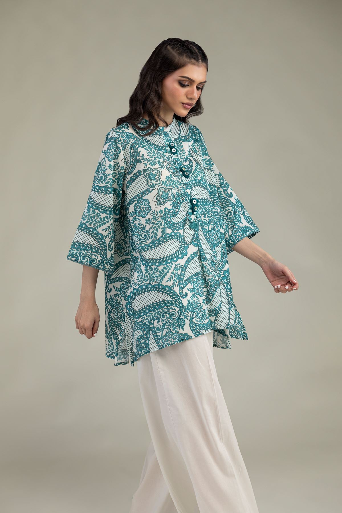 Printed Cambric Short Cambric Kurta - 8-26-213-A-B1-VG