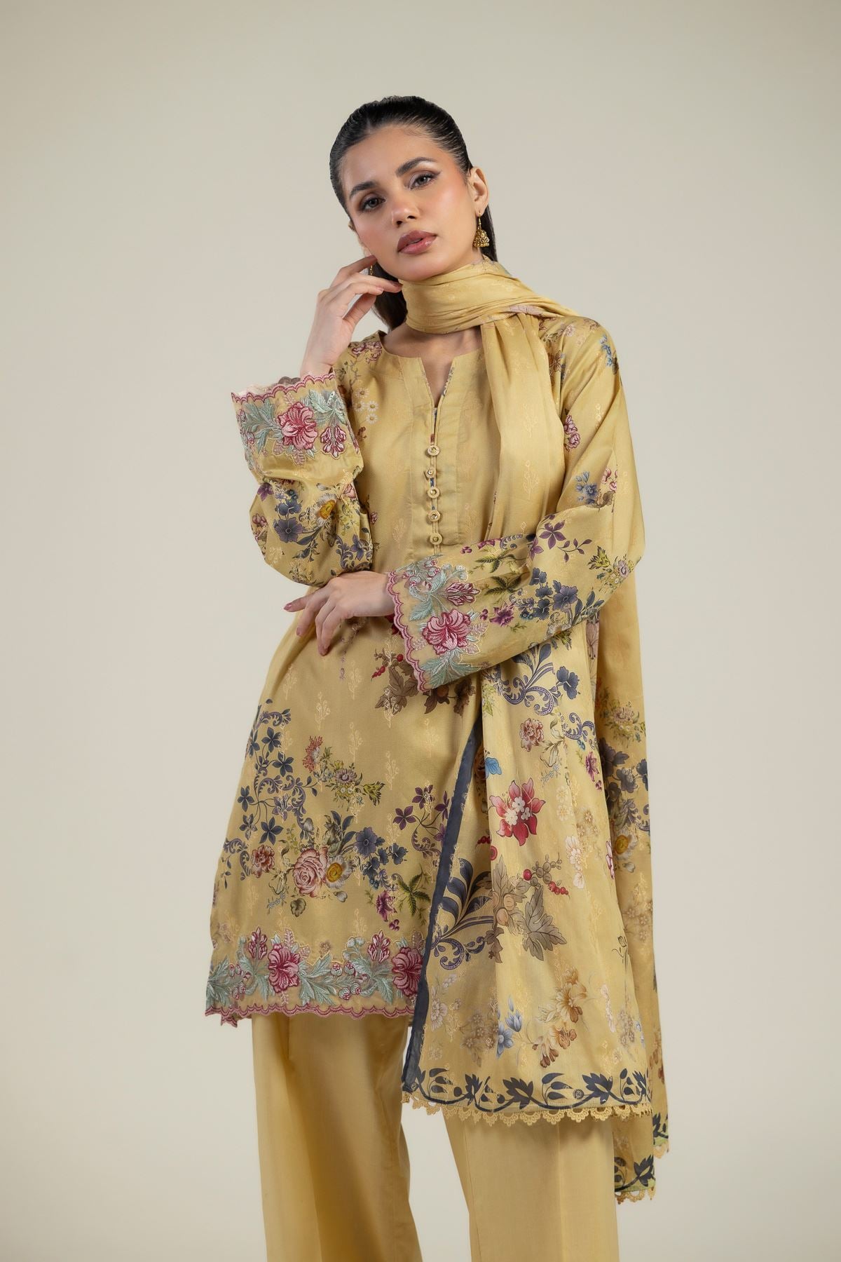 Embroidered Jacquard Fabrics 3 Piece - A33-26-210FB1-VG