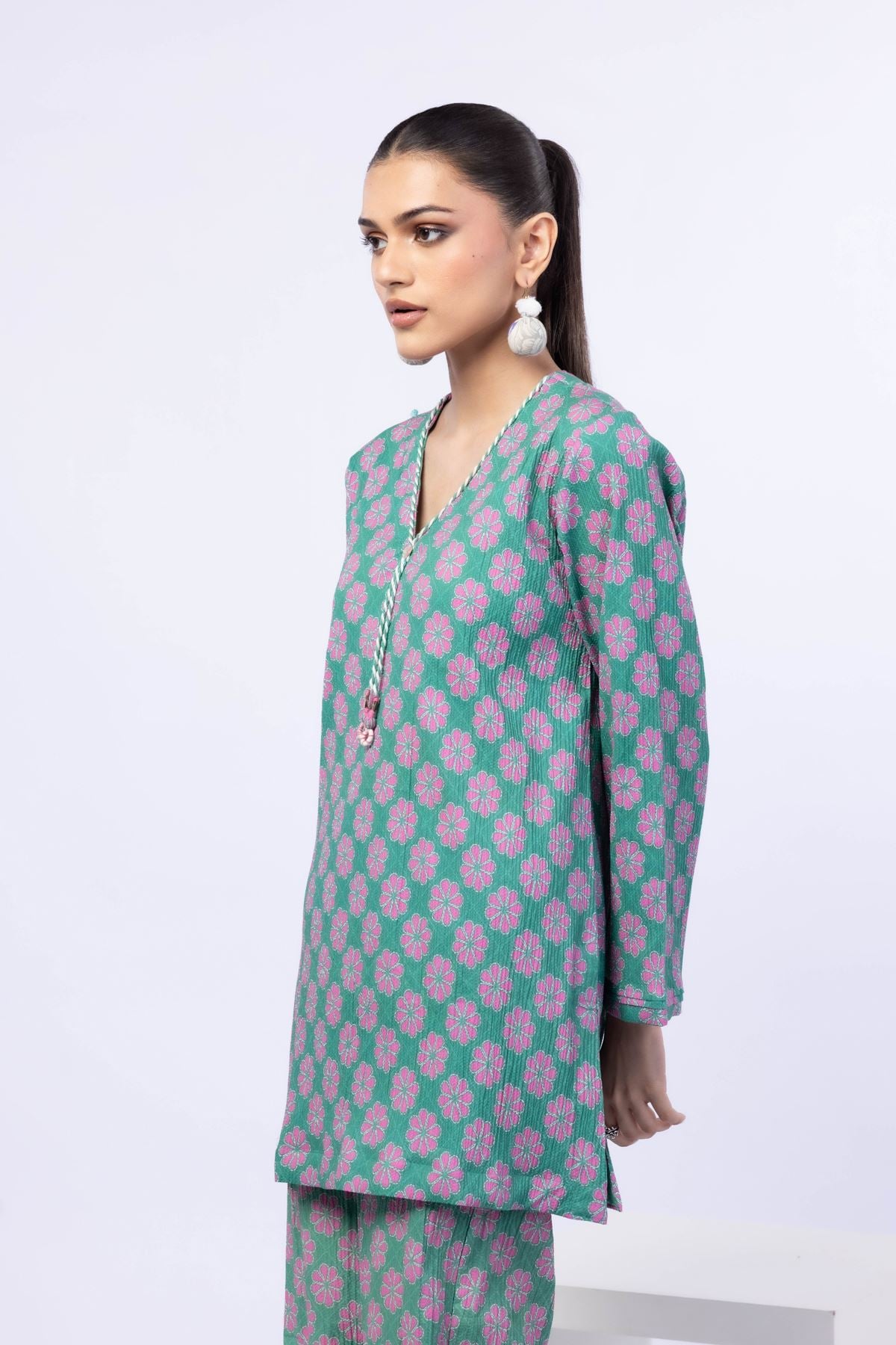Printed Ripple Crinkle Kurta - 25-10-10S4-02TB-VG