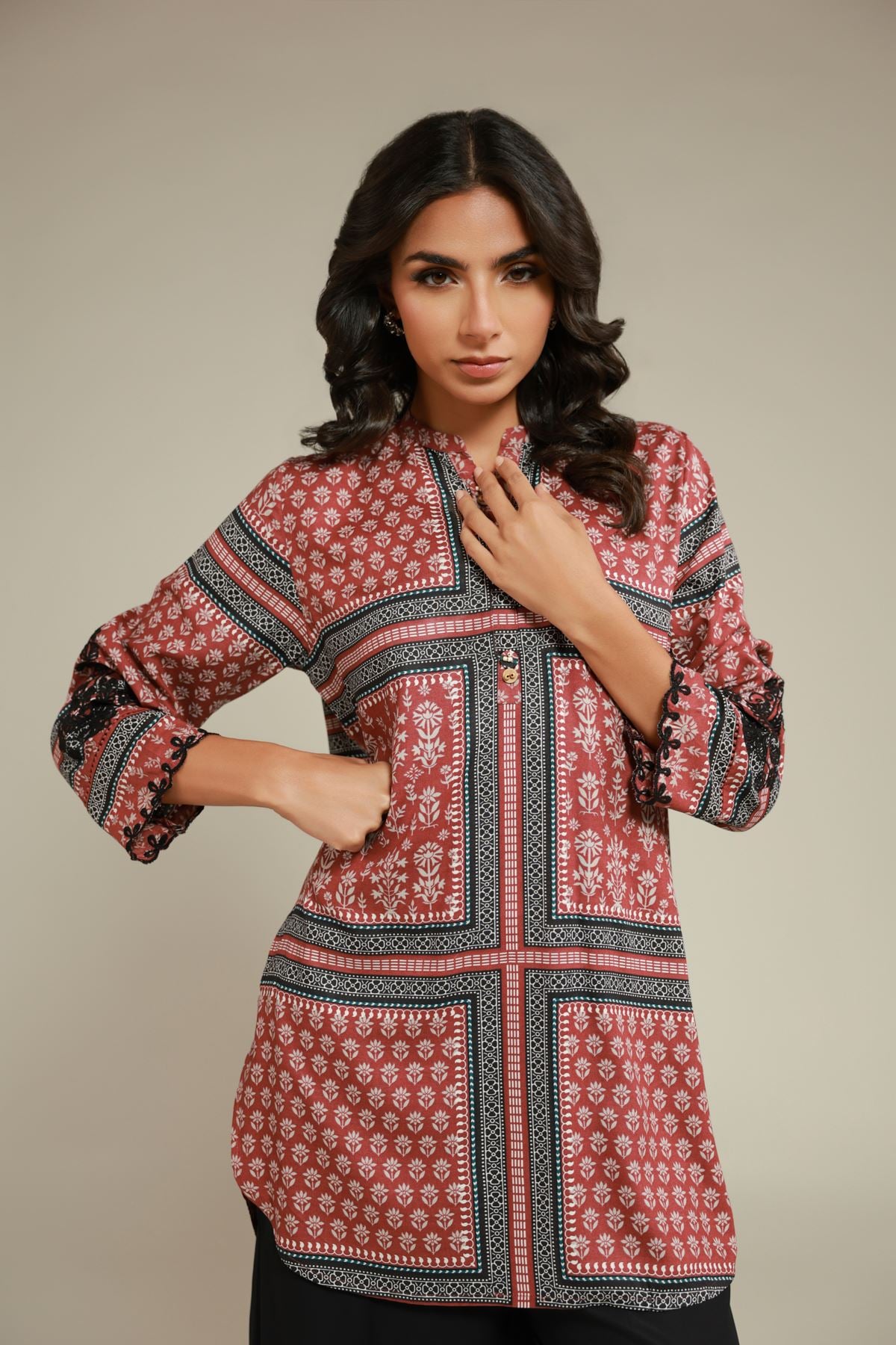 Embroidered Viscose Kurta - 1-26-101-A-C-VG