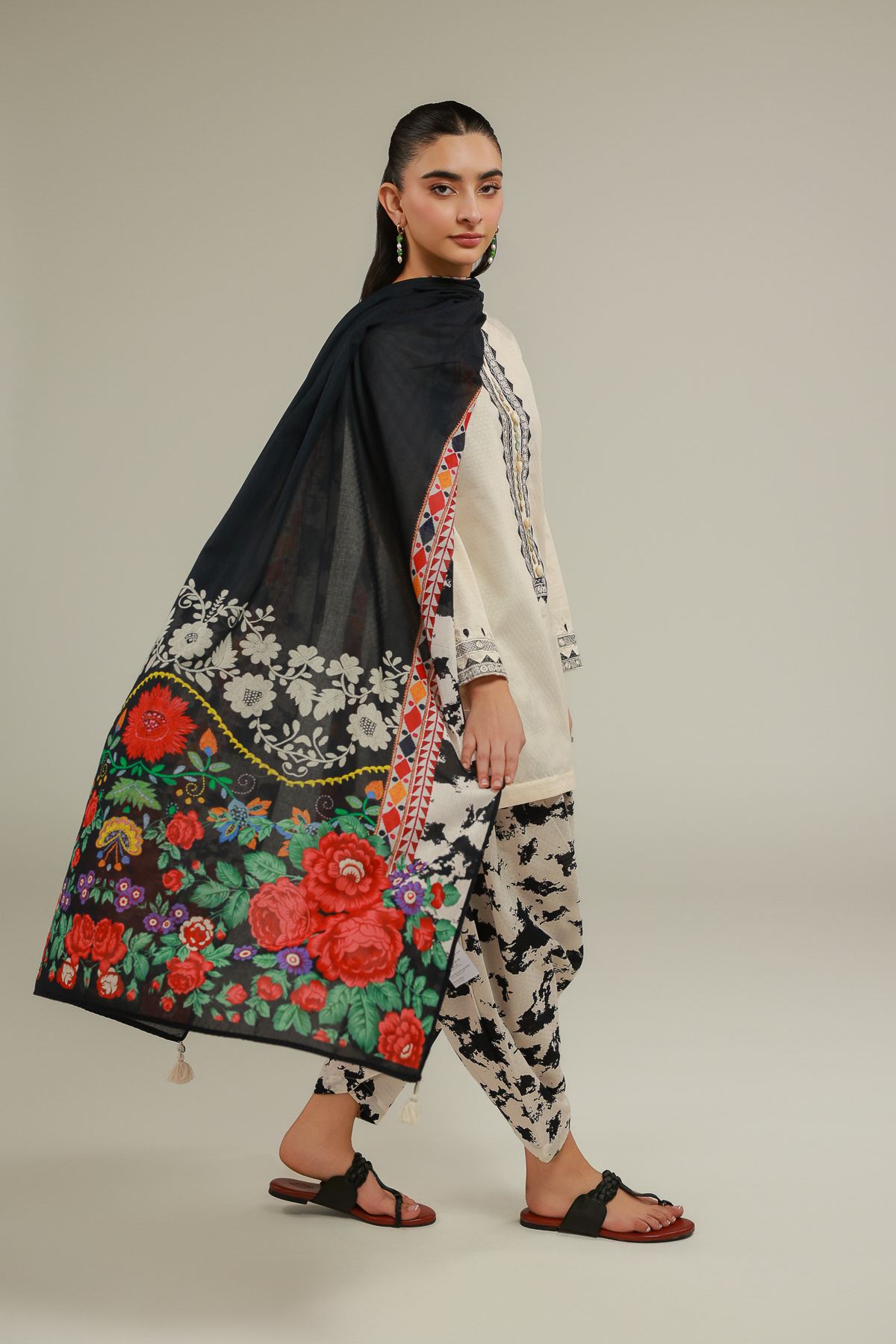 Embroidered Cotton Net Cotton Net Dupatta - 1-26-128-A-A-VG