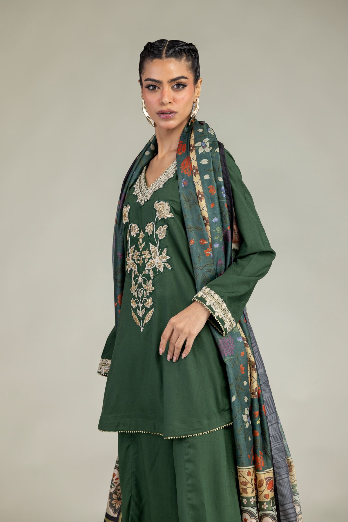 Printed Polyester Silk Silk Floral Dupatta - 2-26-203-A-C1-VG
