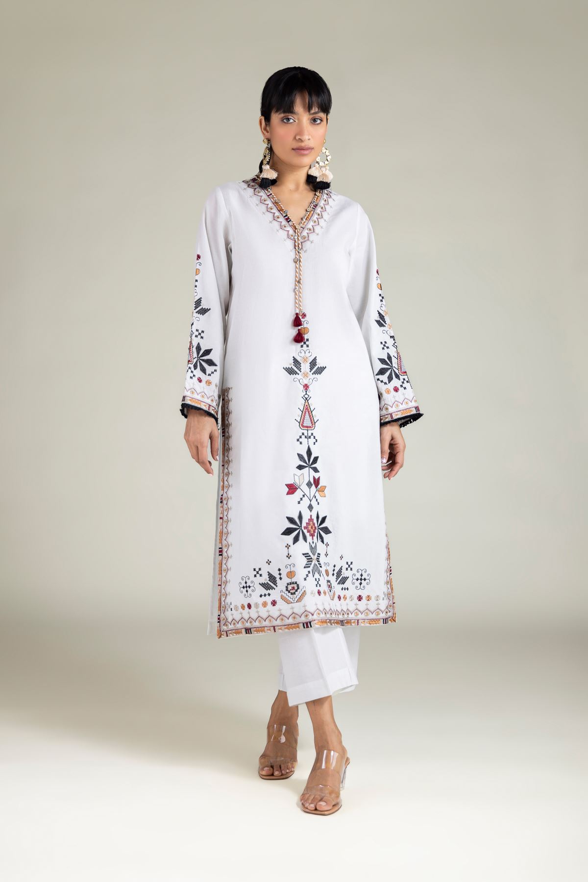 Embroidered Cambric White 2-Piece Tailored - T-A33-26-112FB1-VG
