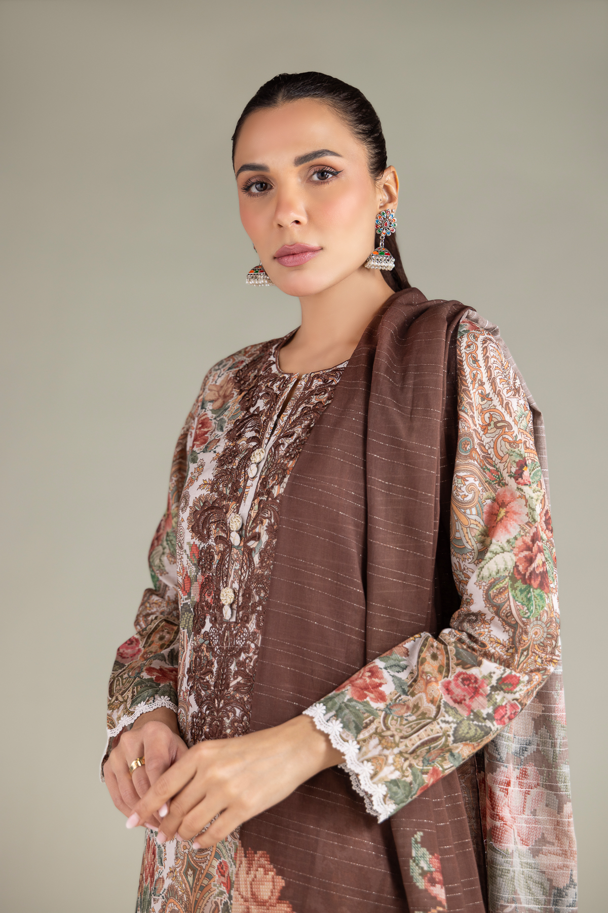 Embroidered Mesuri Fabrics 3 Piece - A22-26-123FF1-VG