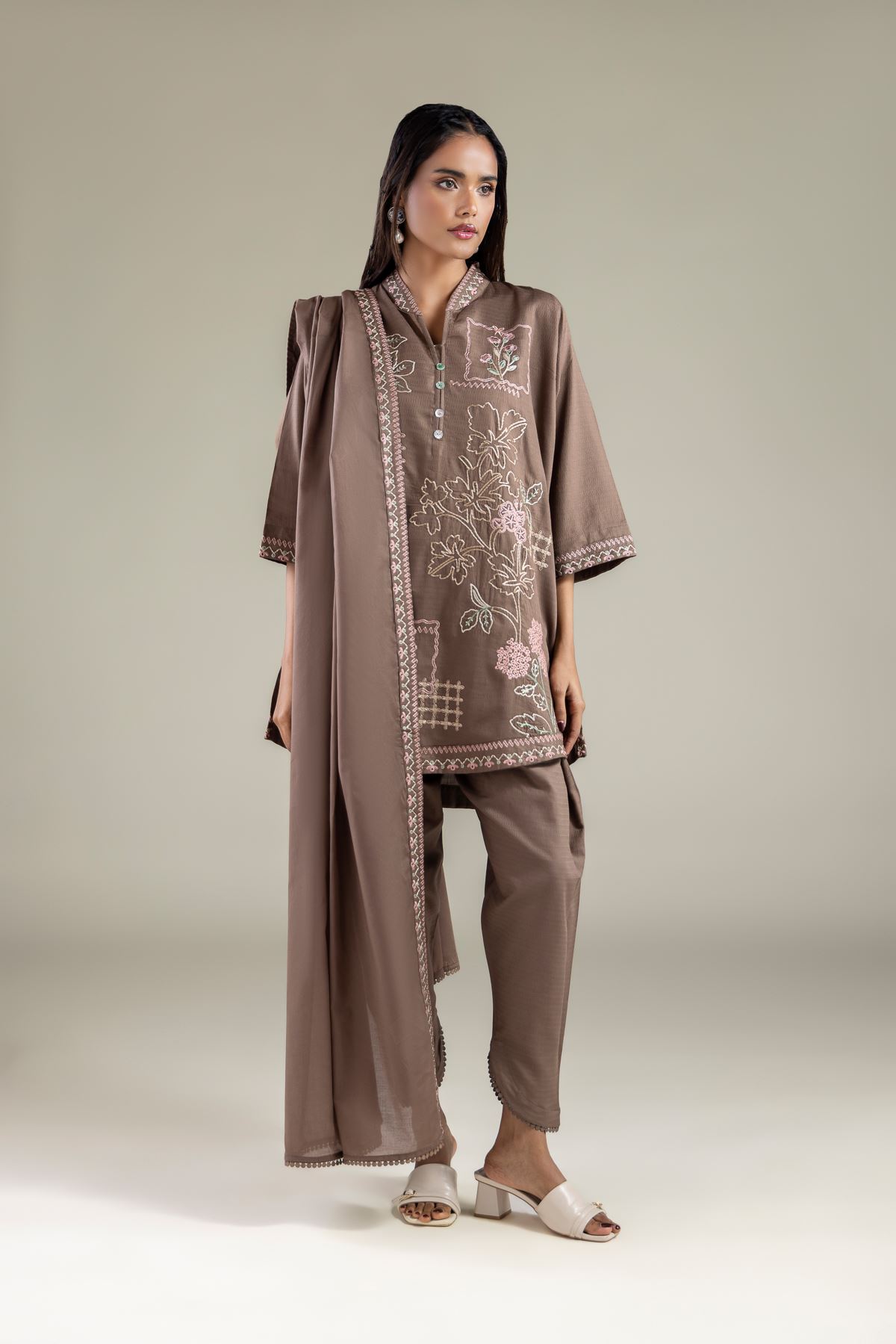 Embroidered Lawn Solid Threadwork Dupatta - 1-26-108-A-D-VG
