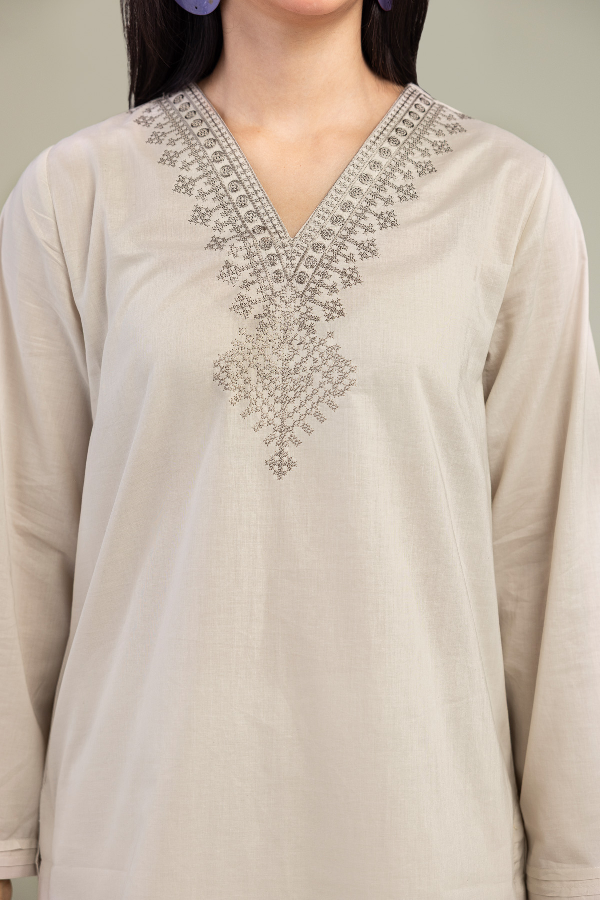 Embroidered Cambric Short Cambric Kurta - A22-26-214FH1-VG