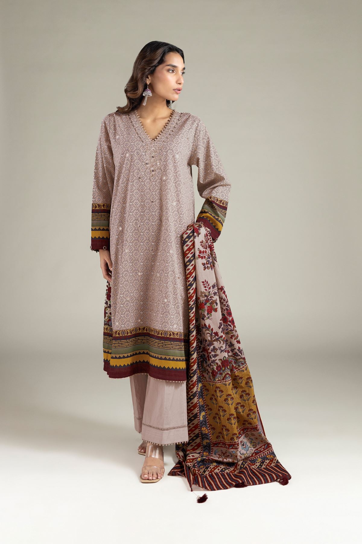 Embroidered Messuri Tailored 3 Piece - T-A22-26-109FJ2-VG