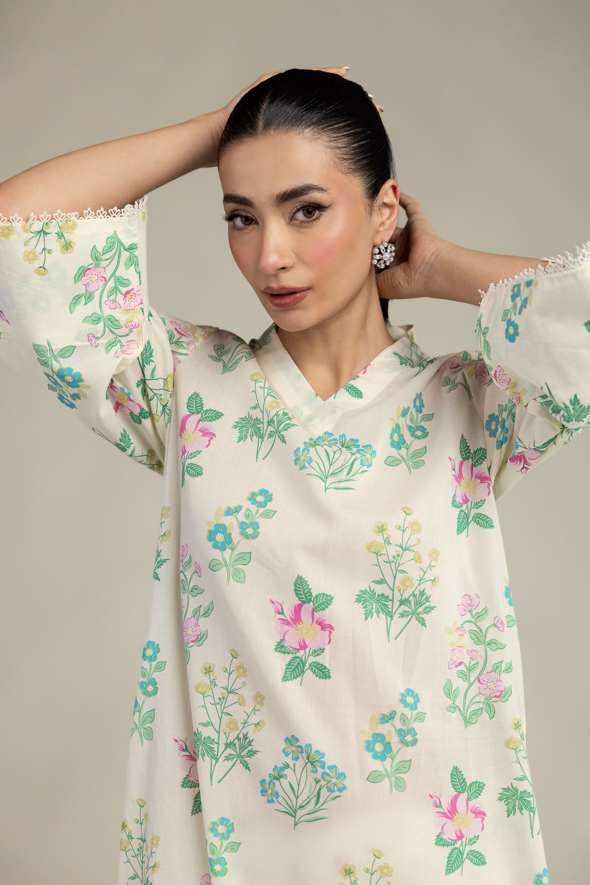 Printed Lawn Fabrics 2 Piece | Top and Bottom - A22-26-214FH1-VG