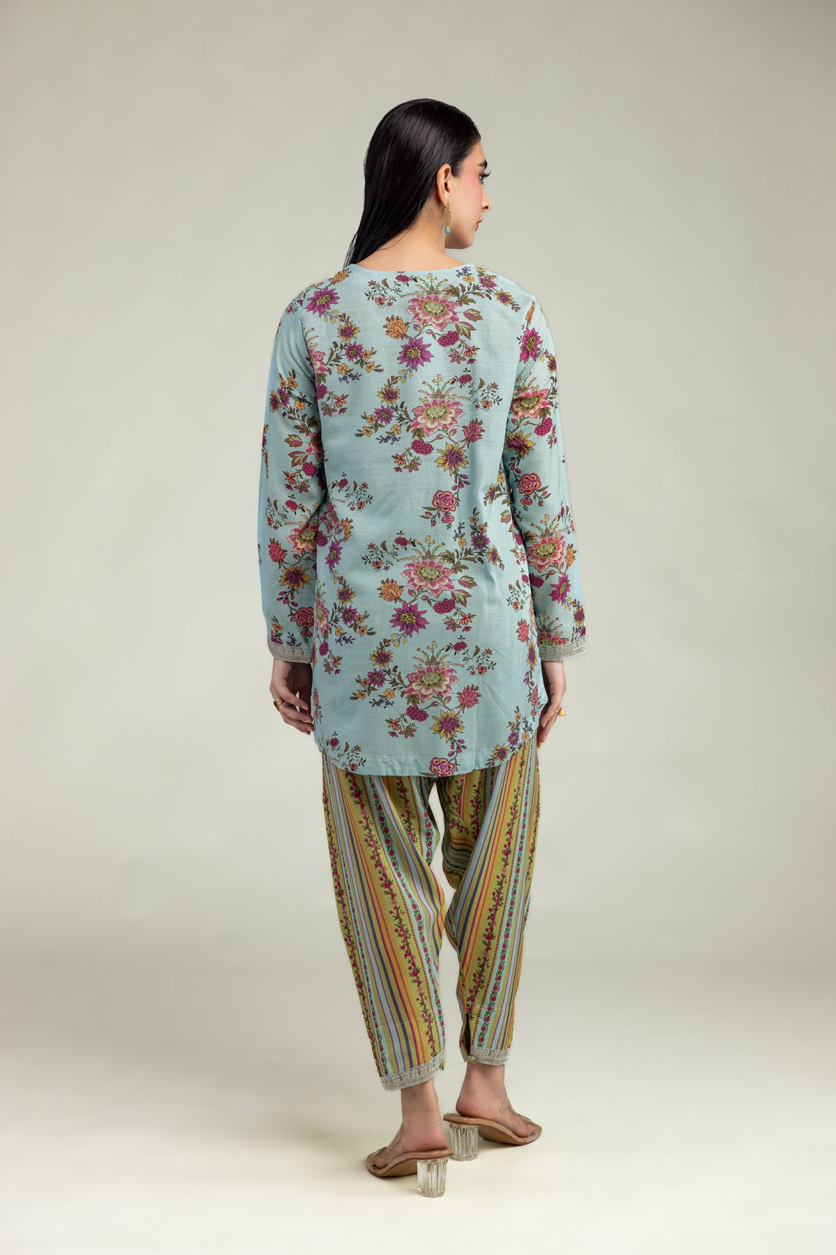 Embroidered Raw Silk Floral Silk Kurta - 8-26-304-A-B1-VG