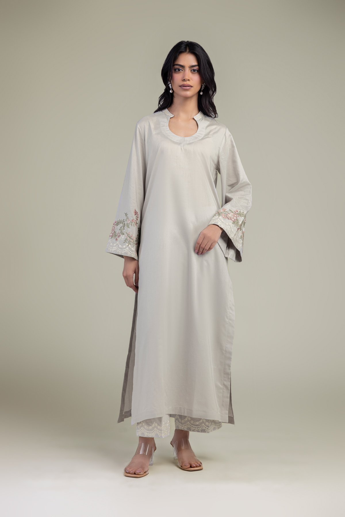 Embroidered Cambric Floral Cambric Kurta - EDP18-VG