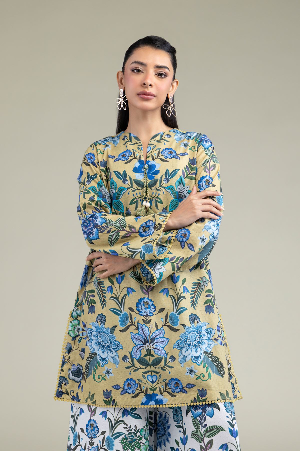 Printed Cotton Dobby Floral Cotton Kurta - 1-26-219-A-D1-VG