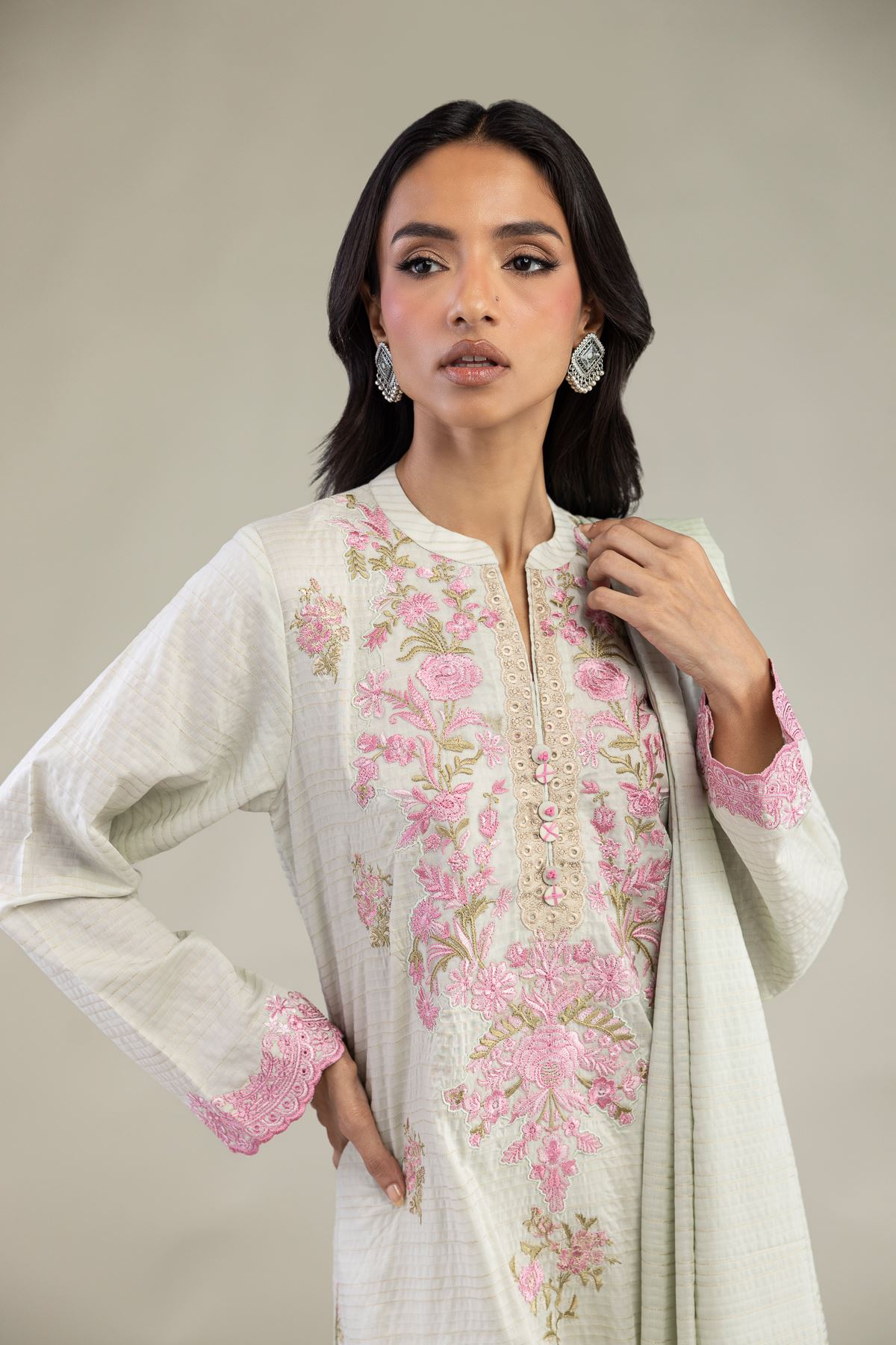 Embroidered Messuri Dobby Messuri Tailored 3-Piece - 2-26-202-A-D-VG