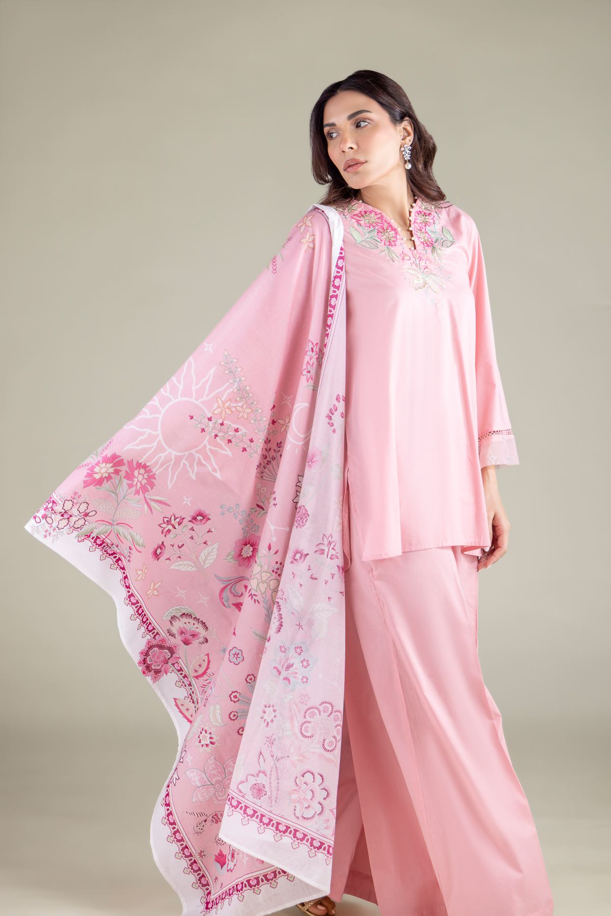 Embroidered Lawn Dupatta - 1-26-127-C-G-VG