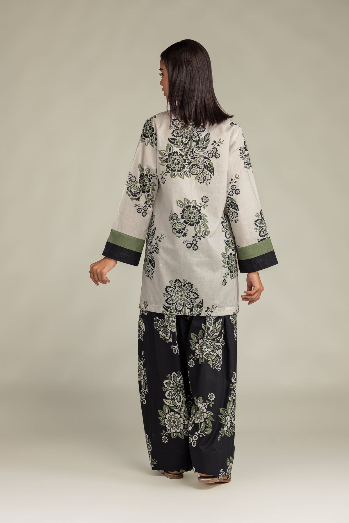 Printed Cambric Floral Cambric Kurta - 1-26-309-B-D1-VG