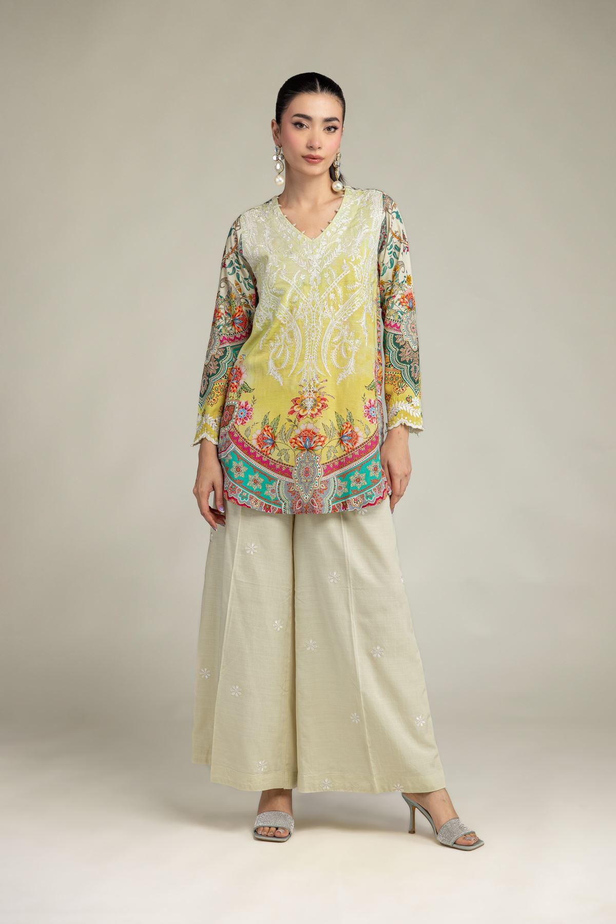 Embroidered Raw Silk Raw Silk Pants - 2-26-206-A-A1-VG
