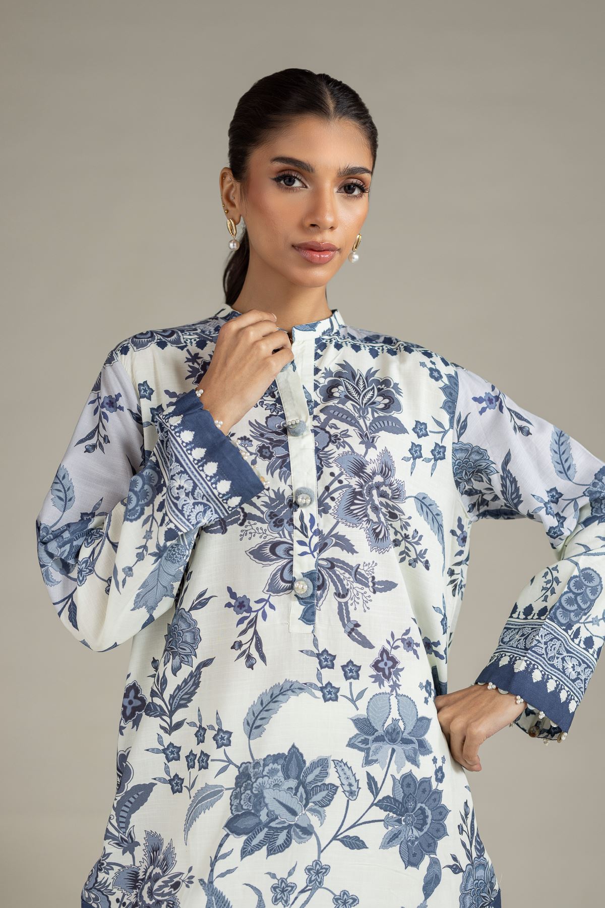 Printed Raw Silk Kurta - OTD4-EX22-10TA-VG