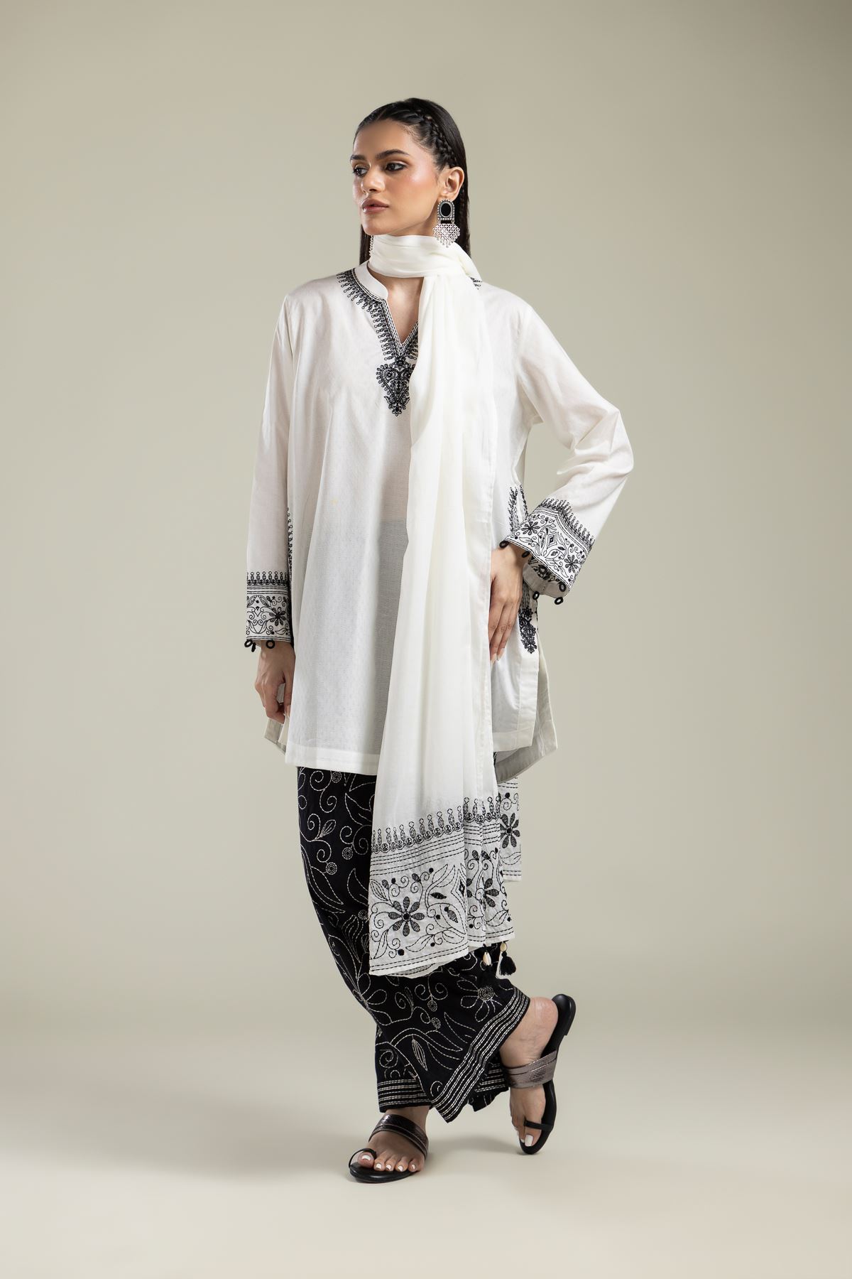 Embroidered Lawn Floral Lawn Dupatta - 25-09-10E4-10TA-VG