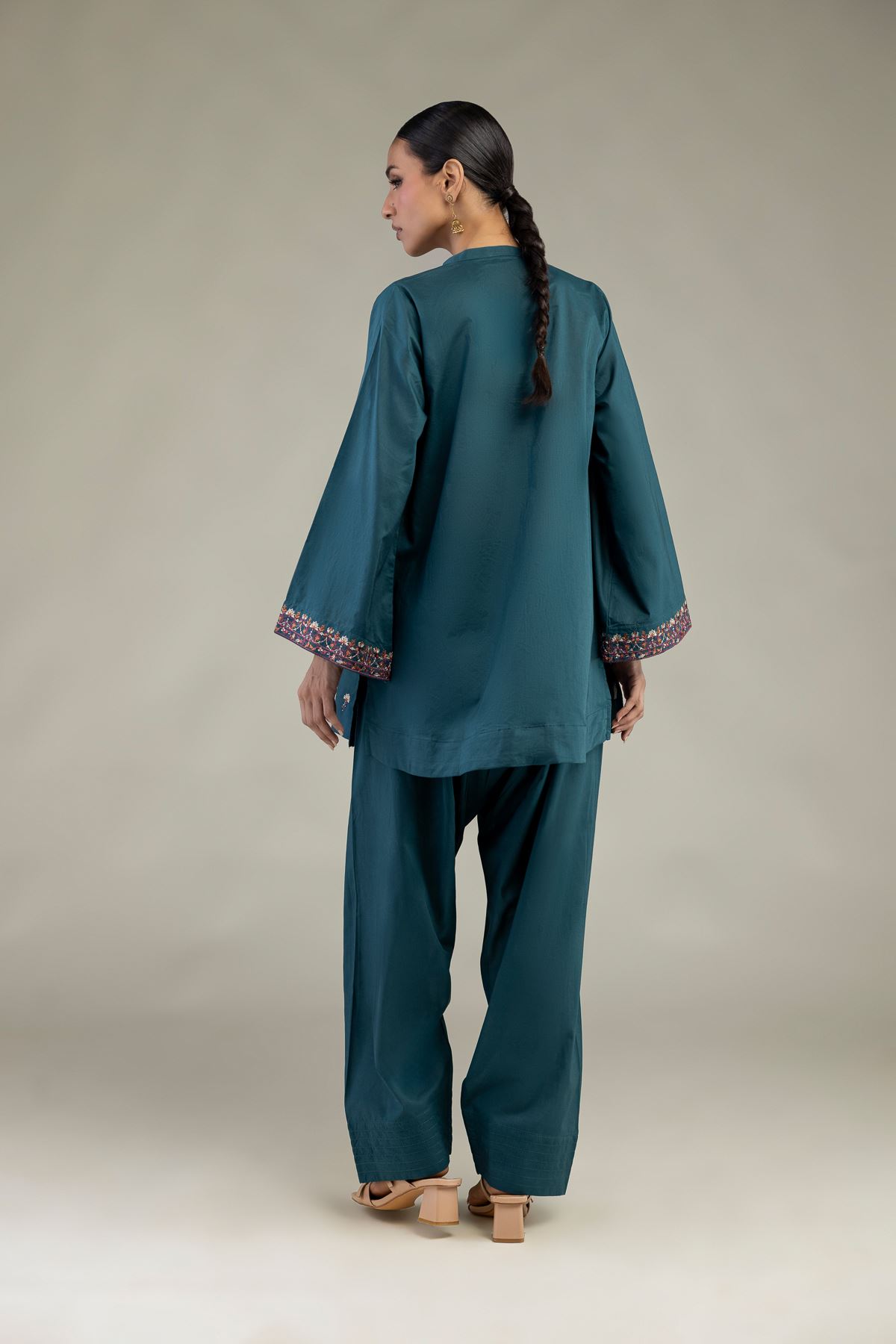 Embroidered Cambric Short Teal Kurta - 1-26-325-A-I1-VG