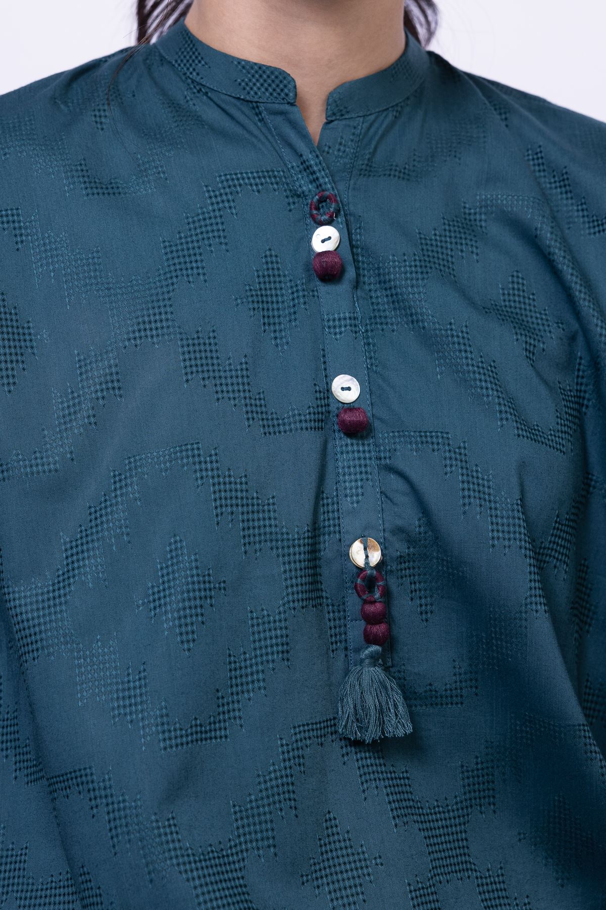 Dyed Jacquard Kurta - OTD4-EX28-08TA-VG