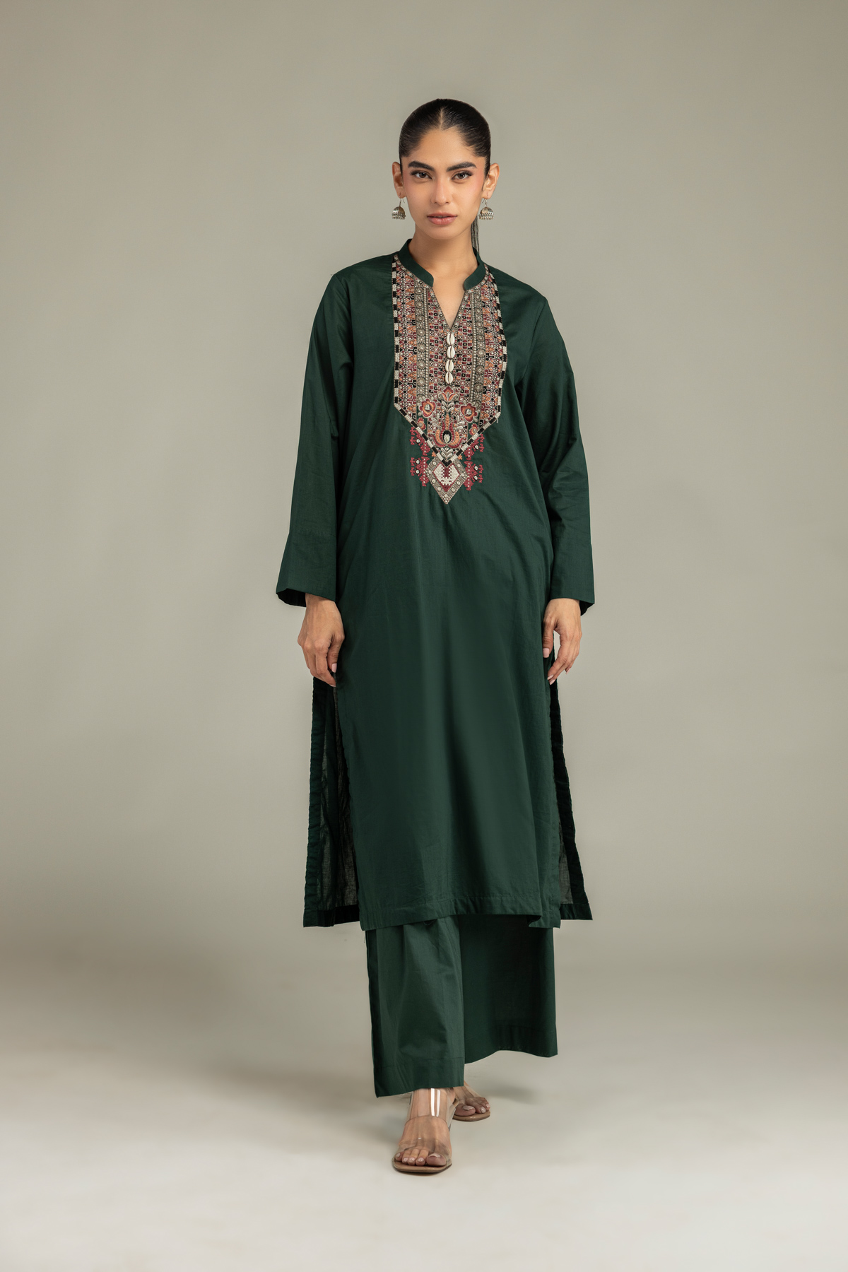 Embroidered Cambric Green Cambric Kurta - 1-26-102-A-F-VG