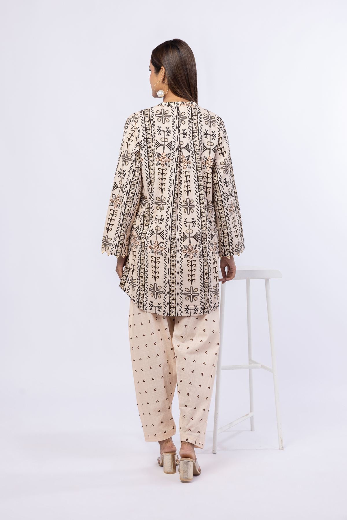 Printed Crosshatch Poplin Kurta - 25-10-12E4-05TA-VG
