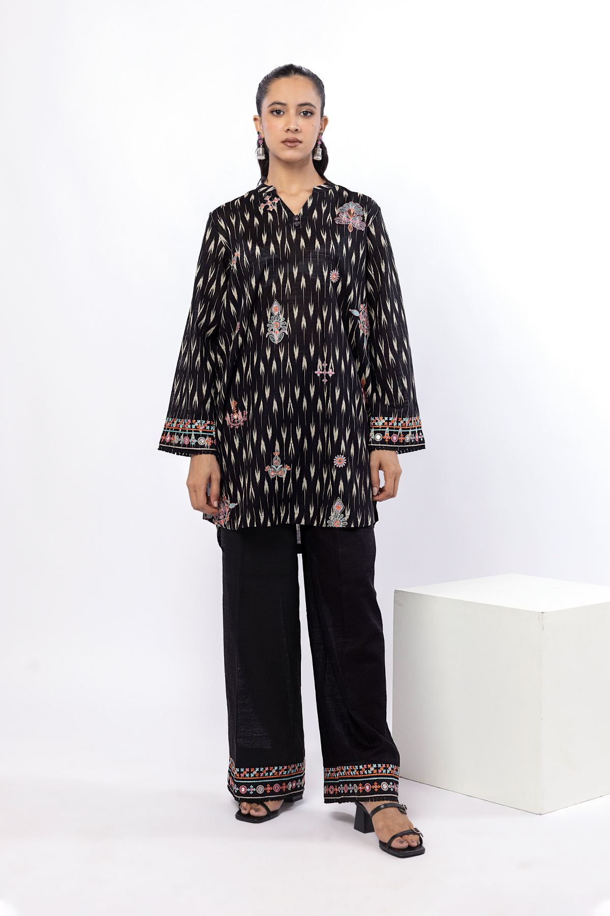 Embroidered Khaddar Fabrics 2 Piece | Top and Bottom - 1001902138