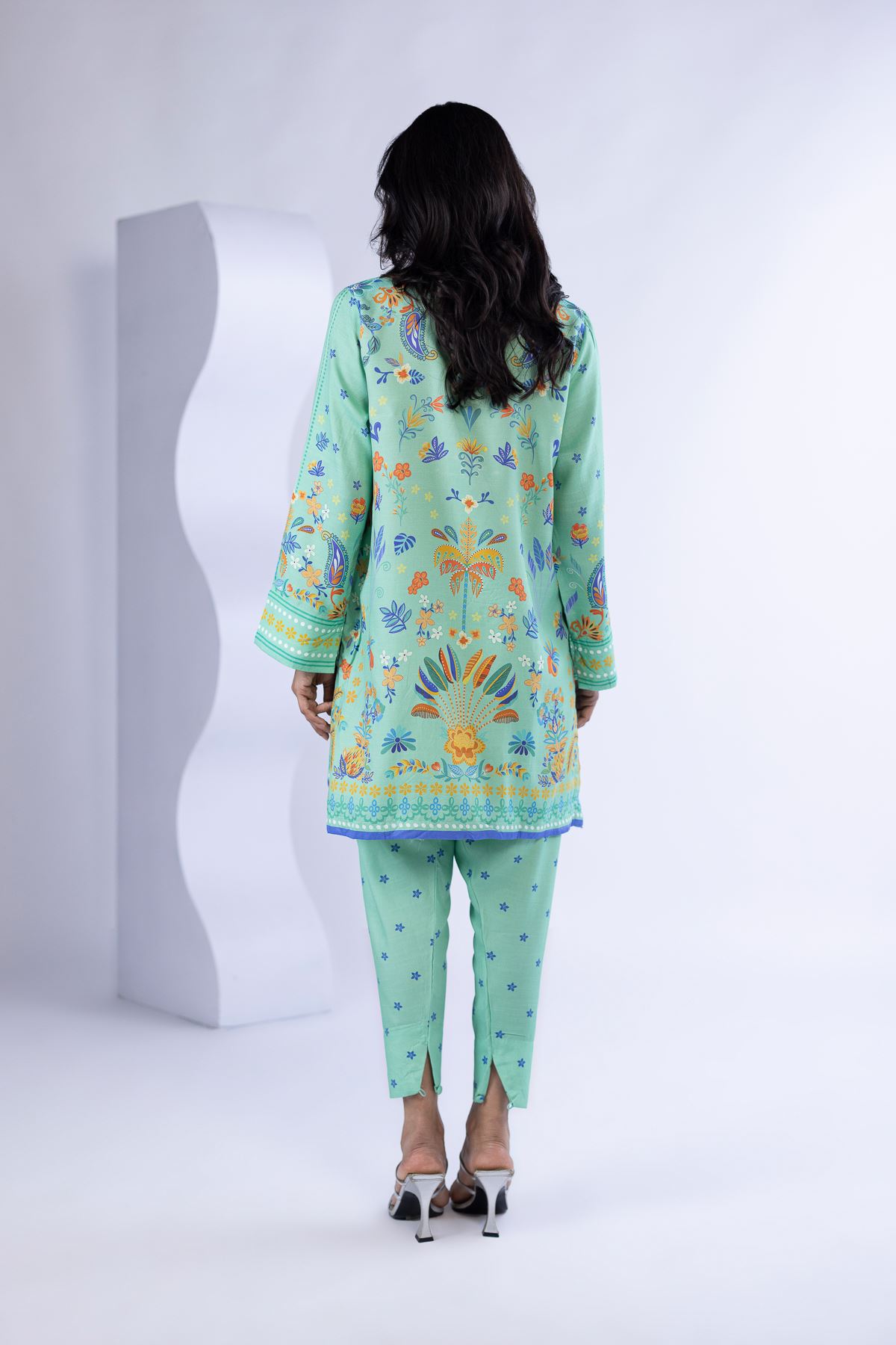 Printed Thai Silk Kurta - 25-09-11W3-02SA-VG
