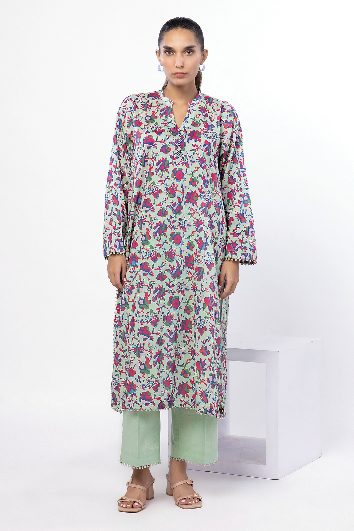 Printed Lawn Fabrics 2 Piece | Top and Bottom - A33-26-106FG-VG