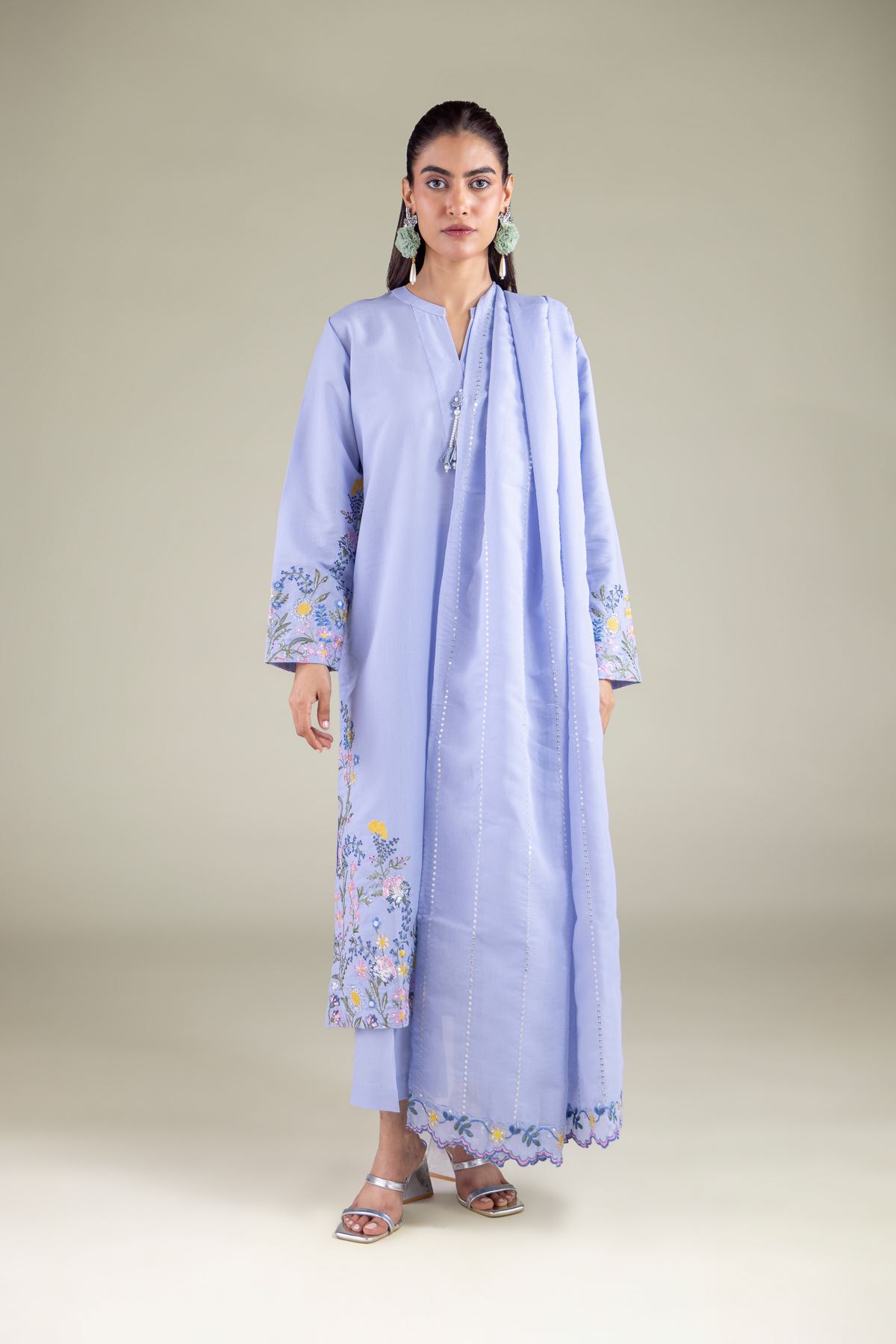 Embroidered Mesuri Floral Summer Dupatta - 2-26-104-A-E-VG