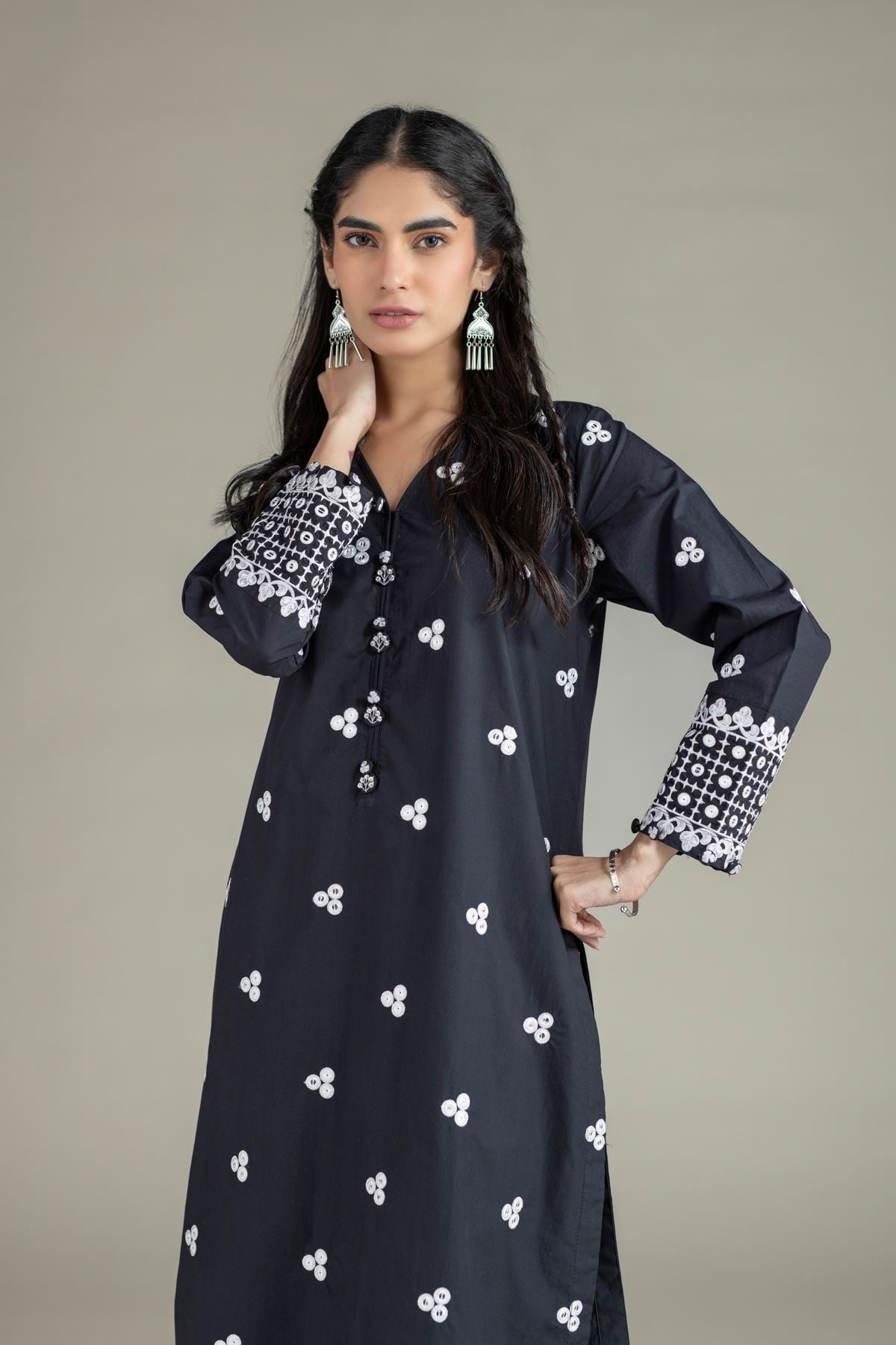 Embroidered Poplin Kurta - OTD4-EX23-05TA-VG