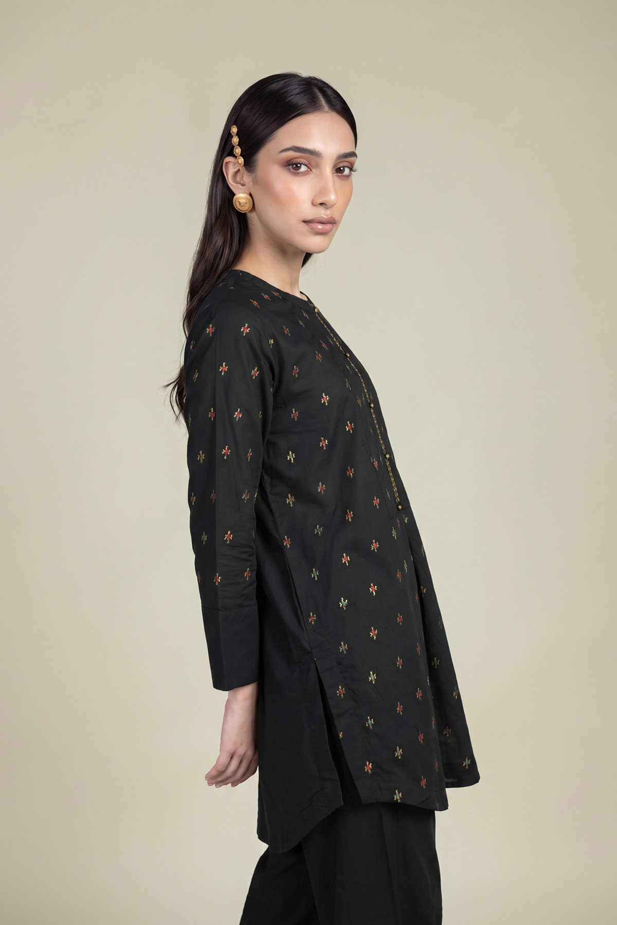 Embroidered Cambric Black Cambric Kurta - 1-26-102-A-F-VG