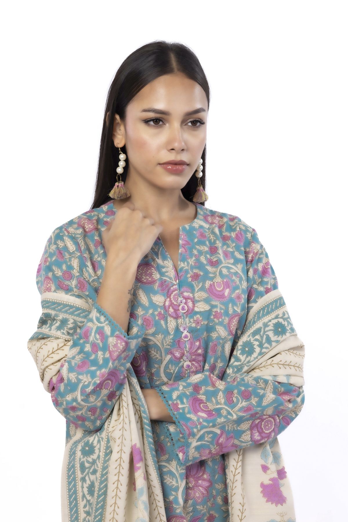 Printed Khaddar Fabrics 3 Piece - MT23A-VG