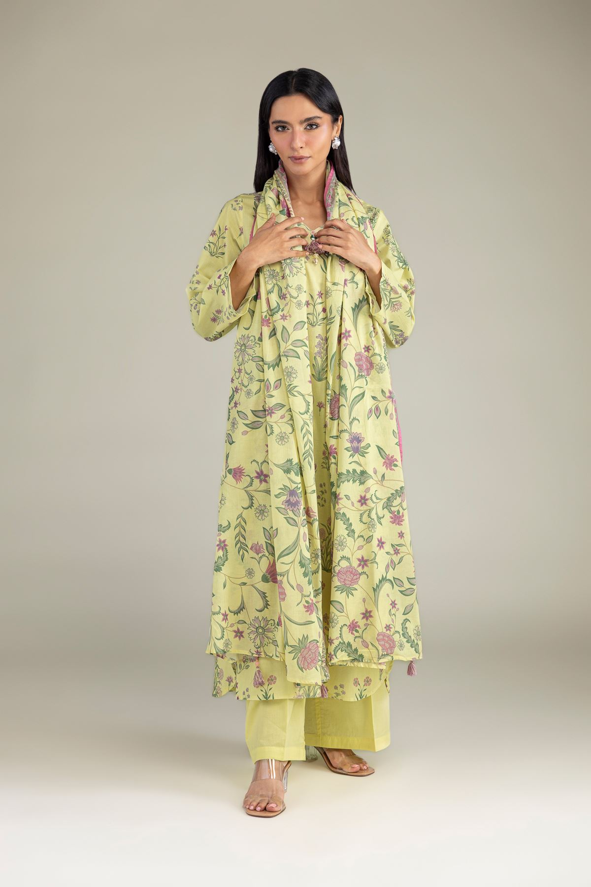 Printed Lawn Floral Lawn Dupatta - 1-26-305-C-H2-VG