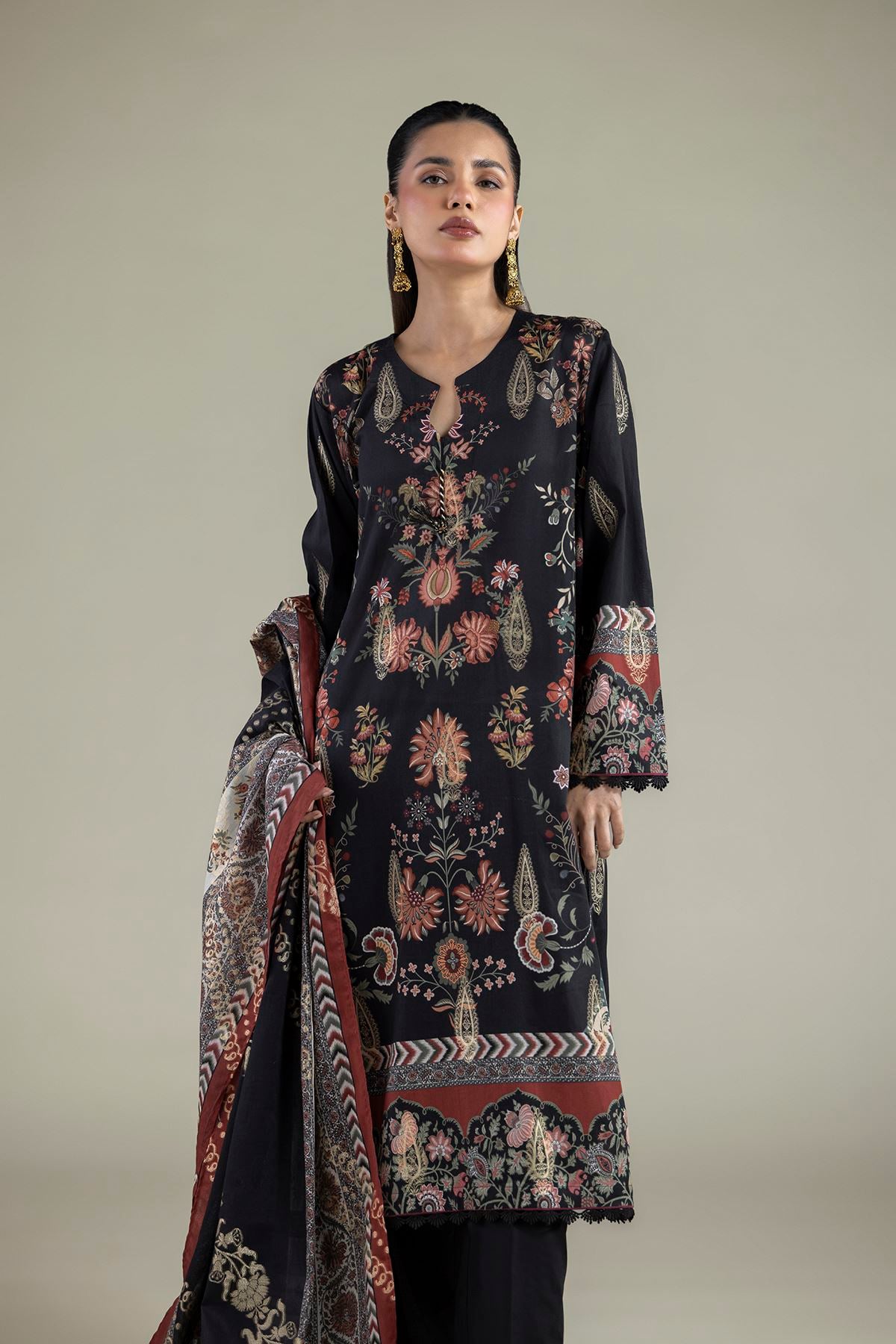 Printed Jacquard Floral Tailored 3-Piece - 1-26-325-A-A1-VG