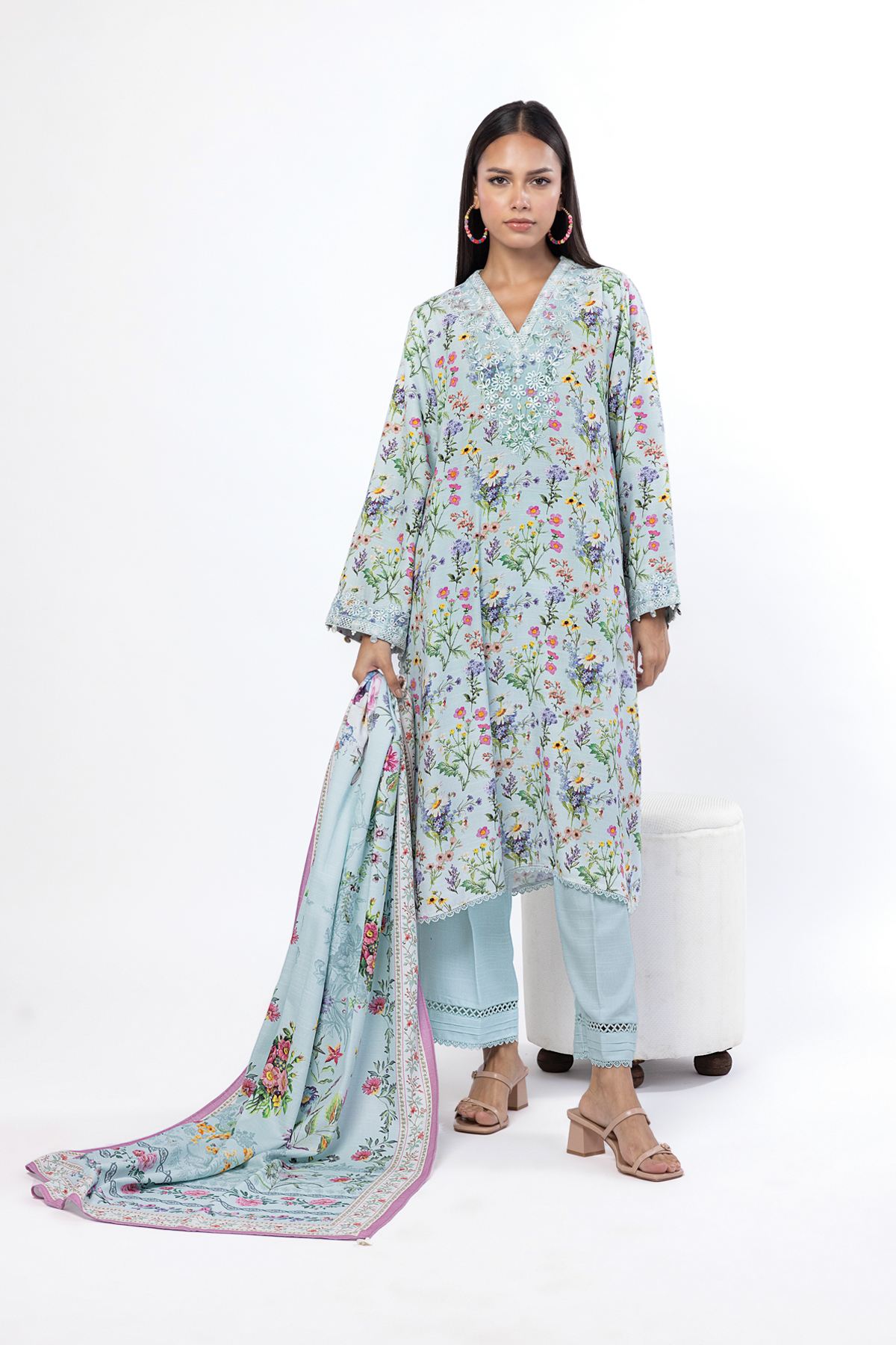 Embroidered Blended Khaddar Tailored 3 Piece - LKN92AST-VG